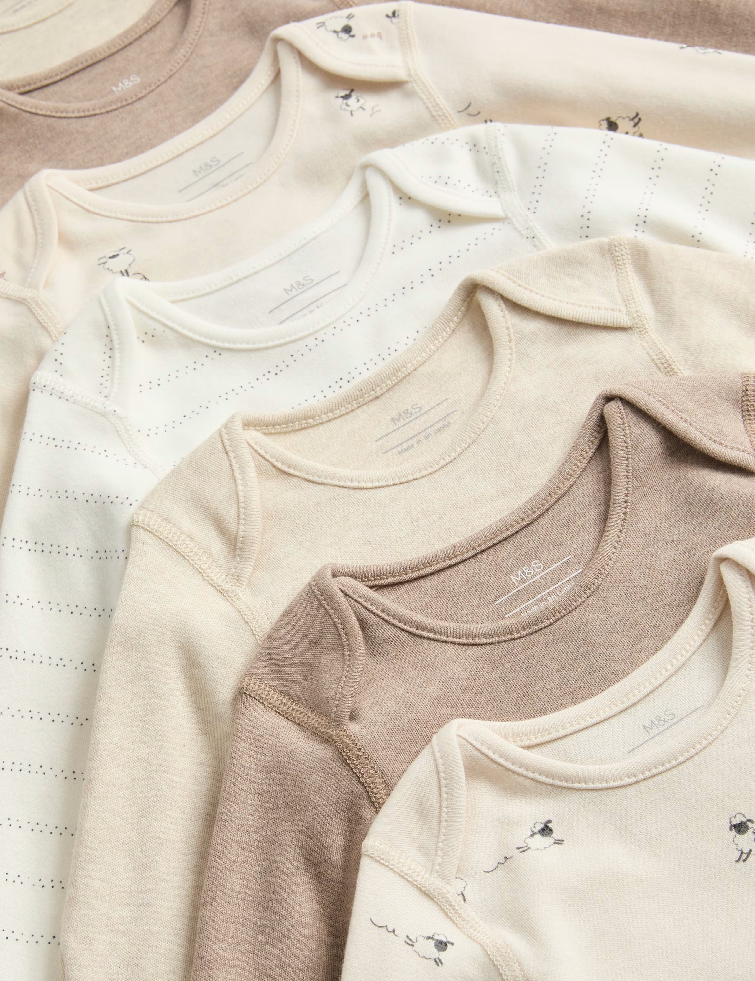 Set me 7 Body Pambuku me Menge te Gjata - "Earth Tones"