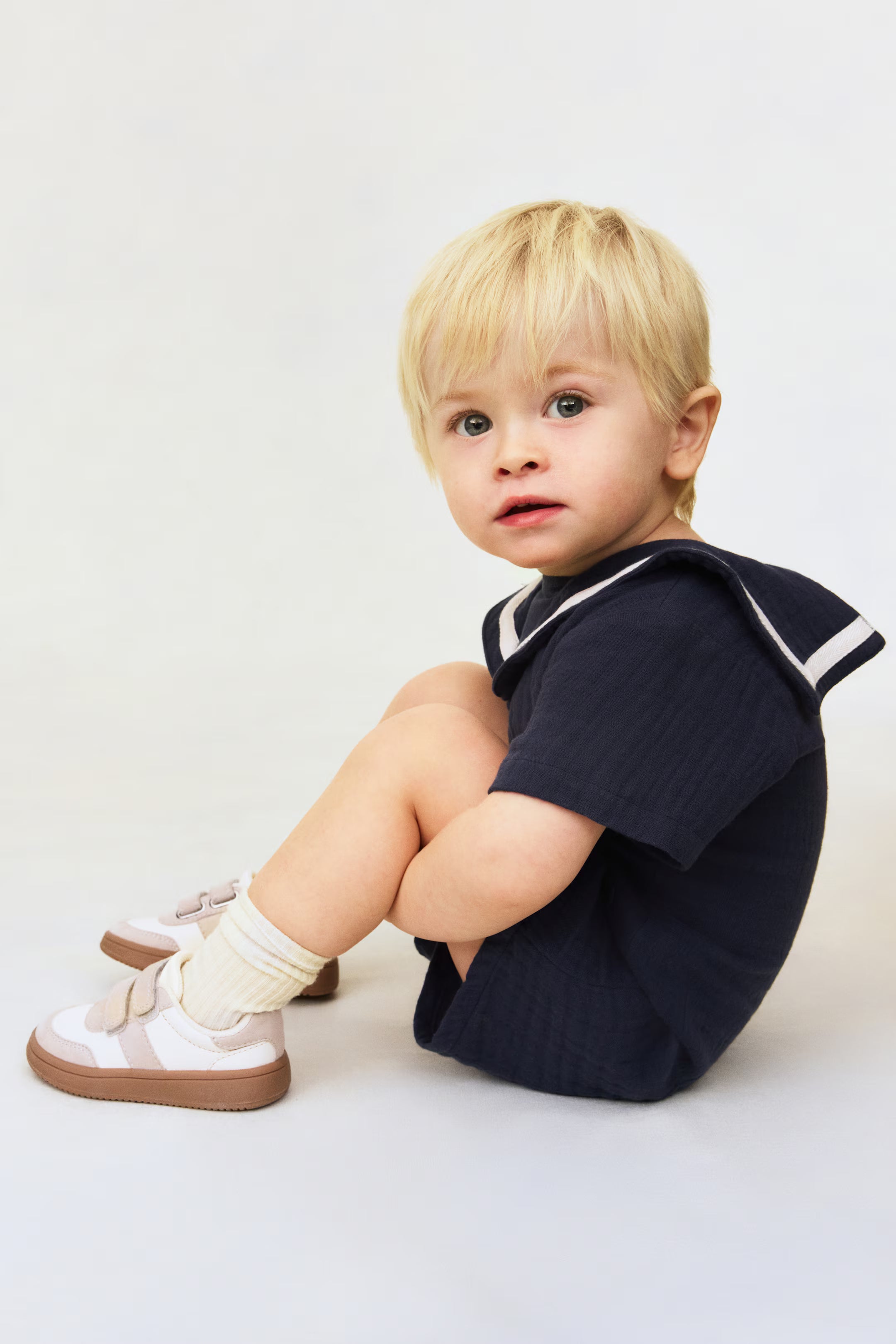 Romper Marinar – 100% Pambuk Muslin ne Ngjyre Blu Marine