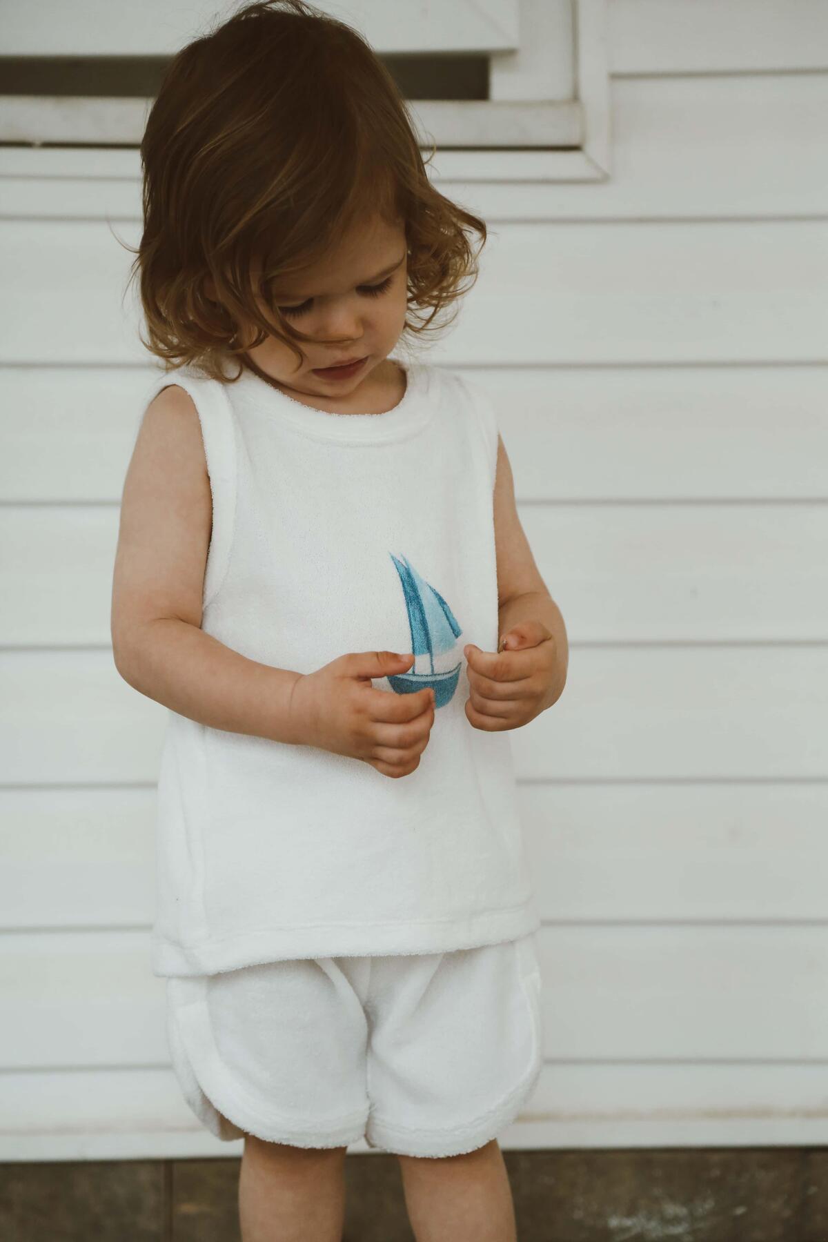 Kostum Veror "Nautical Sailor" – 100% Pambuk (Material Peshqir)