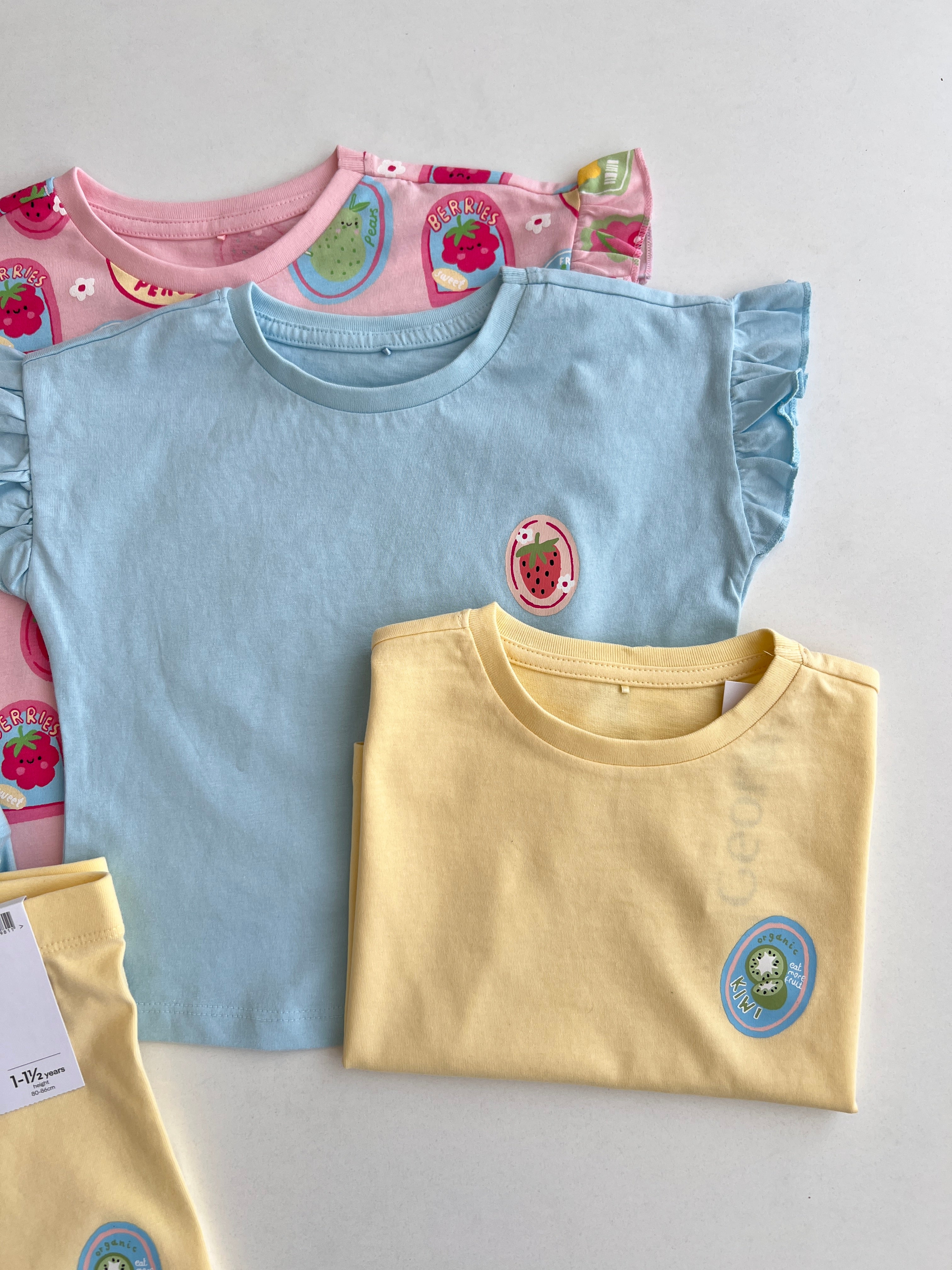 Set 3 Kostume me Fruda dhe Printime Frutash "Organic Berries & Kiwi"