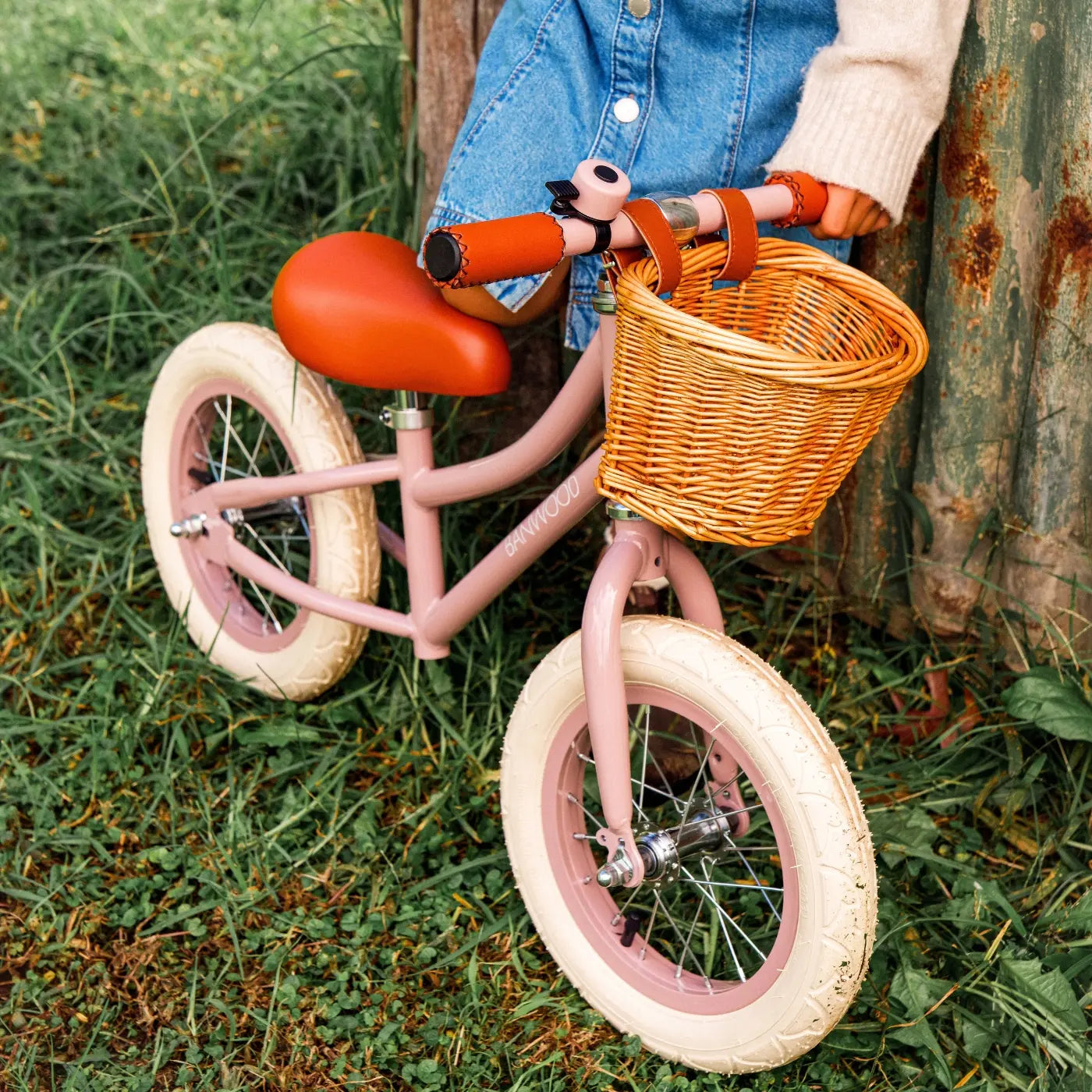 Biçiklete Balance Banwood 12" - Dusty Pink me Shporte