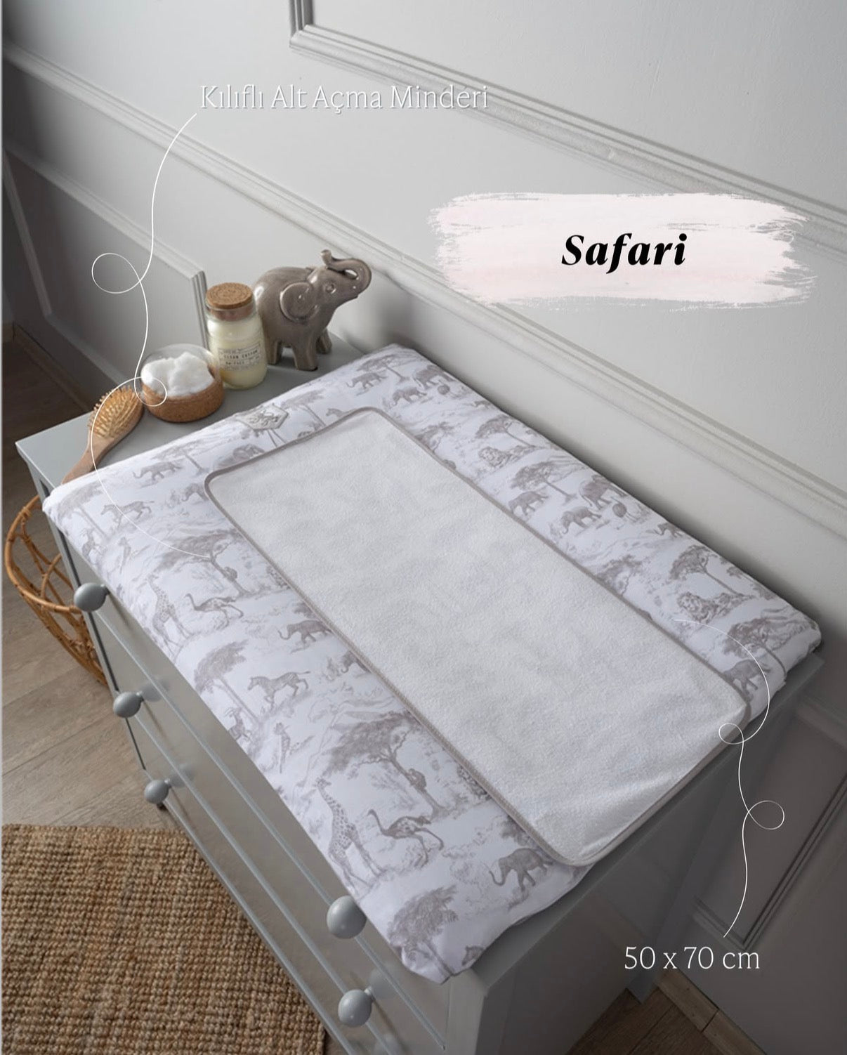 Shtrese nderrimi Per Bebe 50x70cm - Safari Grey 50x70cm