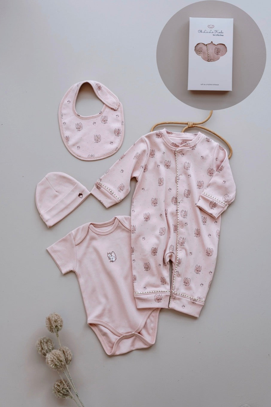 Set Materniteti 4-Pjese me keter roze – "Pink Squirrel"