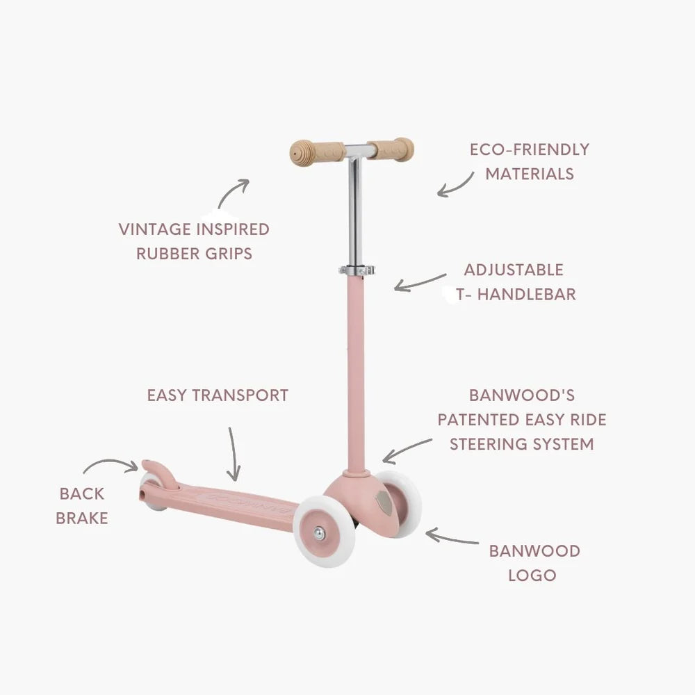 Banwood Eco Skuter per Femije Dusty Rose – Skuter Ekologjik i Ricikluar