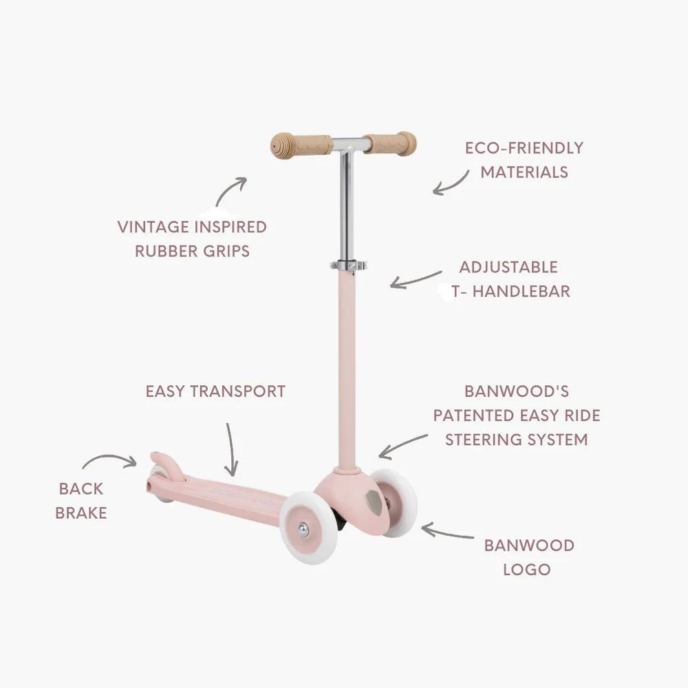 Banwood Eco Skuter per Femije Faded Pink – Skuter Ekologjik i Ricikluar