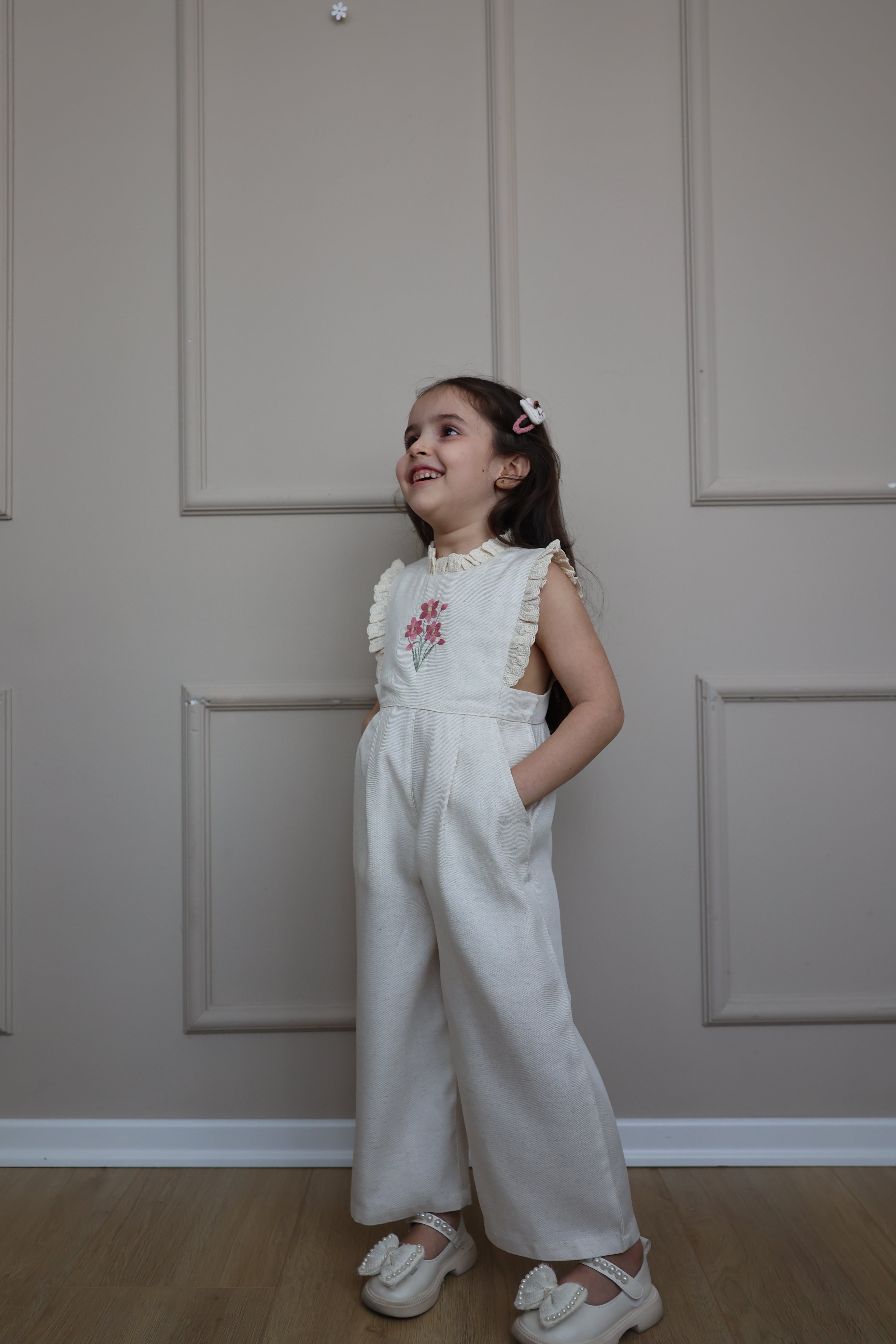 Jumpsuit Krem me Lule - "Spring Blossom"