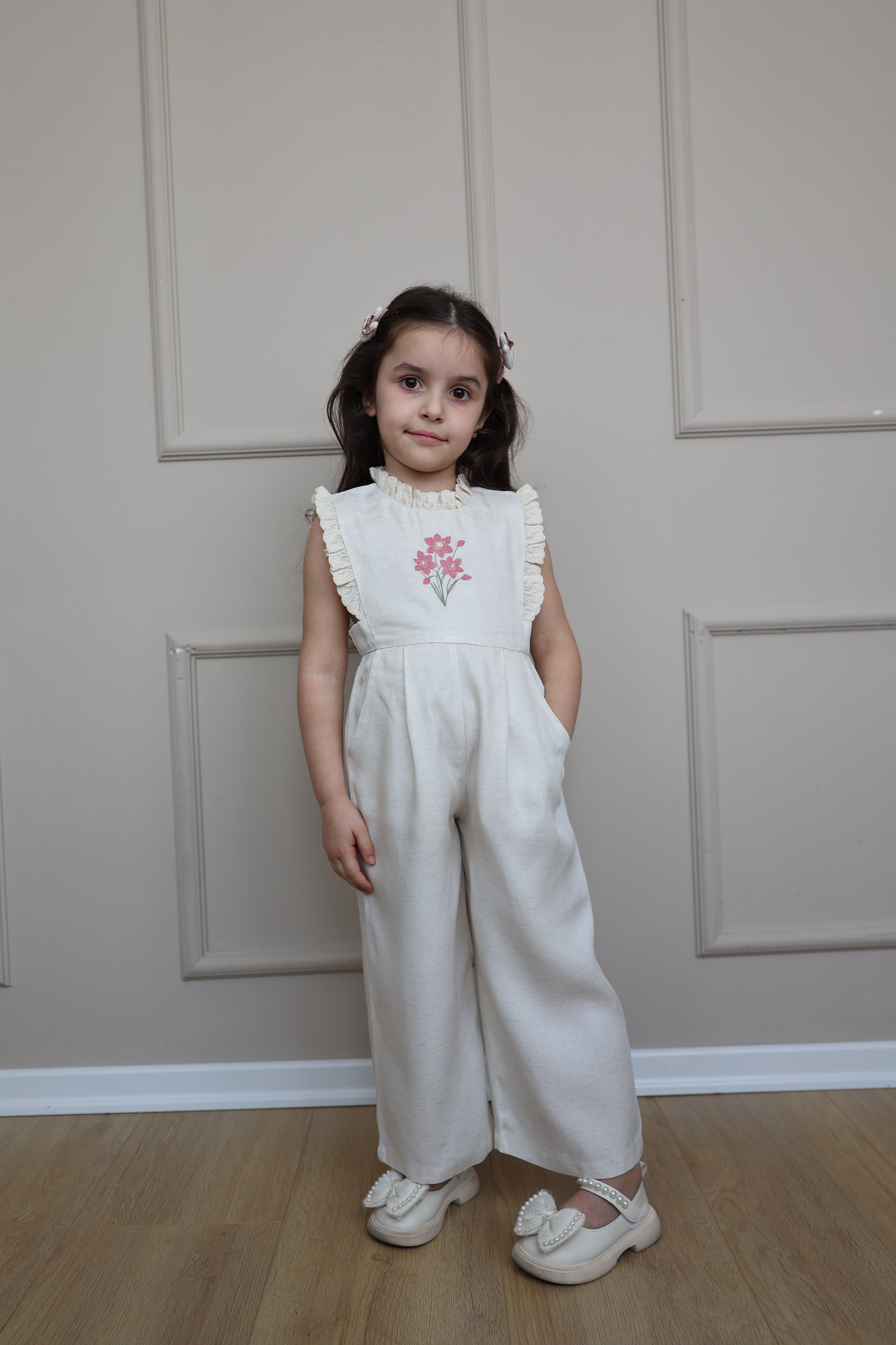 Jumpsuit Krem me Lule - "Spring Blossom"