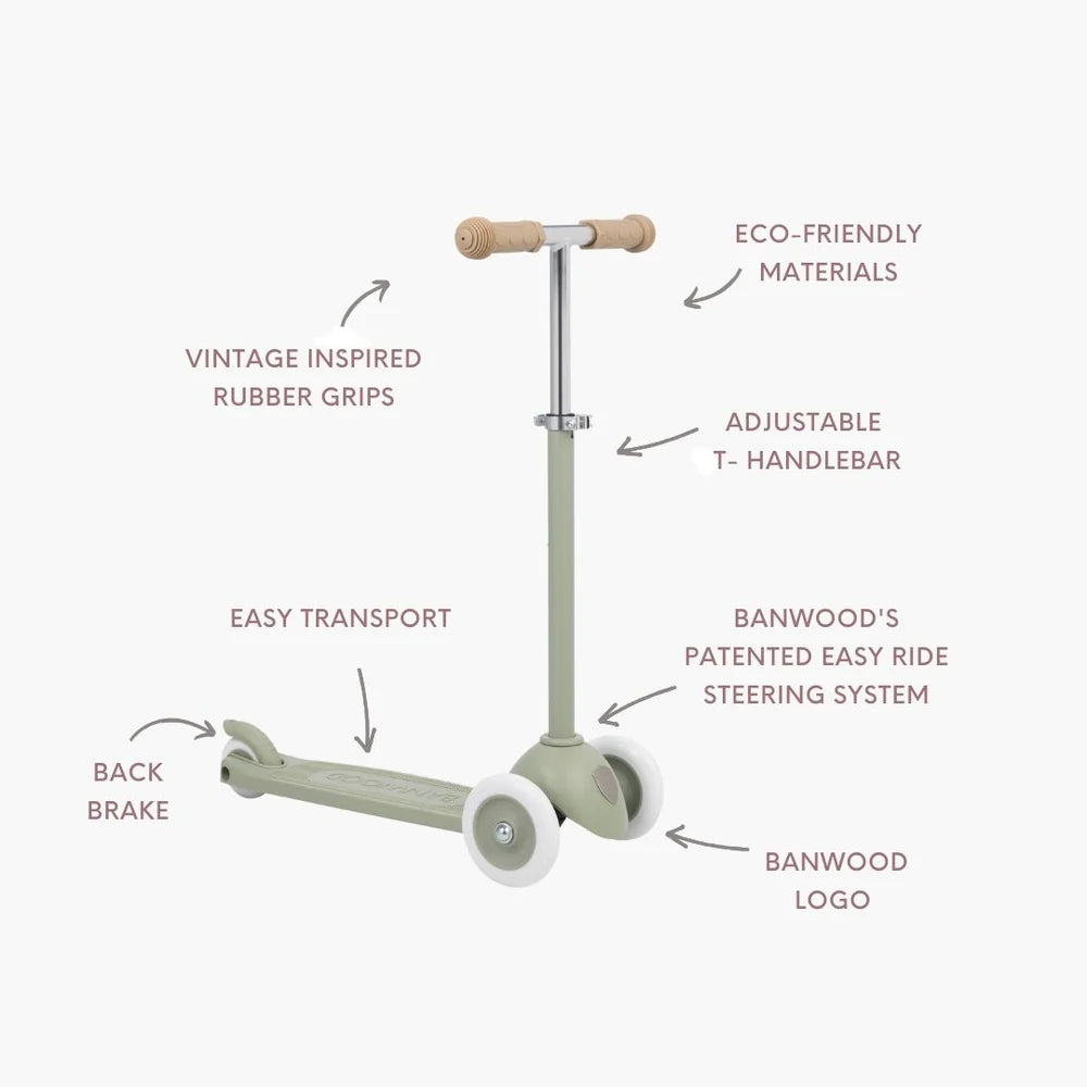 Banwood Eco Skuter Me Kosh Pin&Ride - Olive