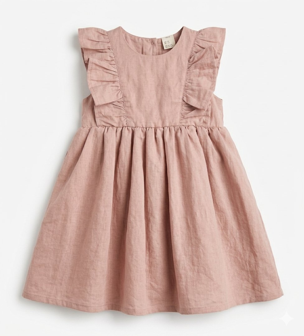 Fustan me Rrudha Elegante Dusty Pink