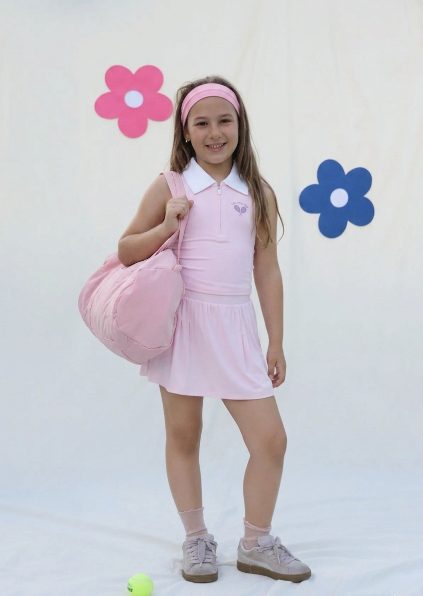 Kostum Tenisi për Vajza - Bluze Polo & Fund Roze
