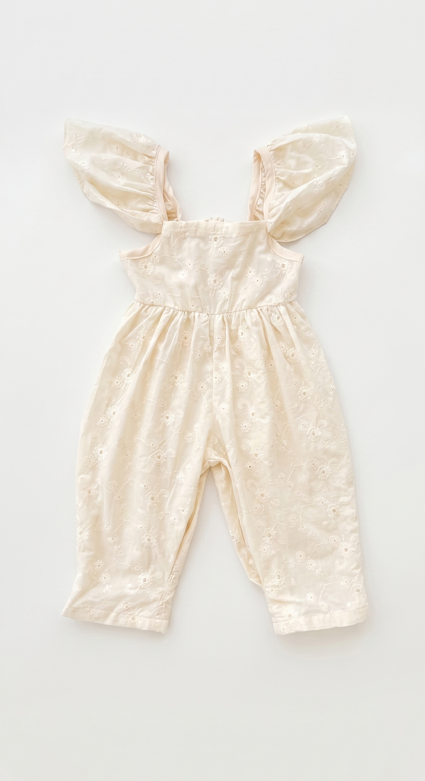 Jumsuit Krem me Qendisje Lulesh -"Vintage Flora"