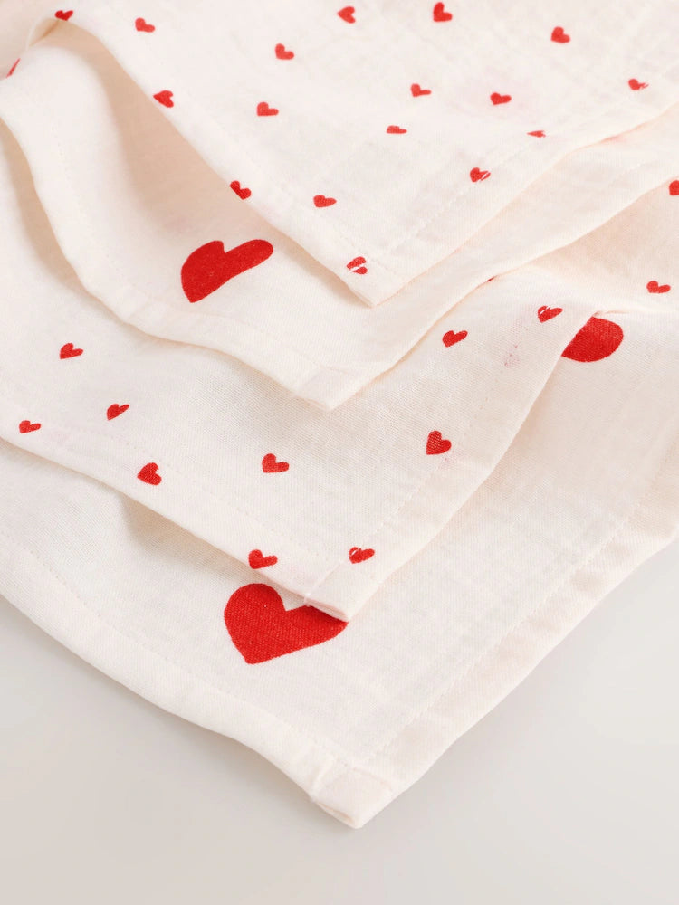 Set me 4 Napa Muslin me Zemra te Kuqe 72x72 cm