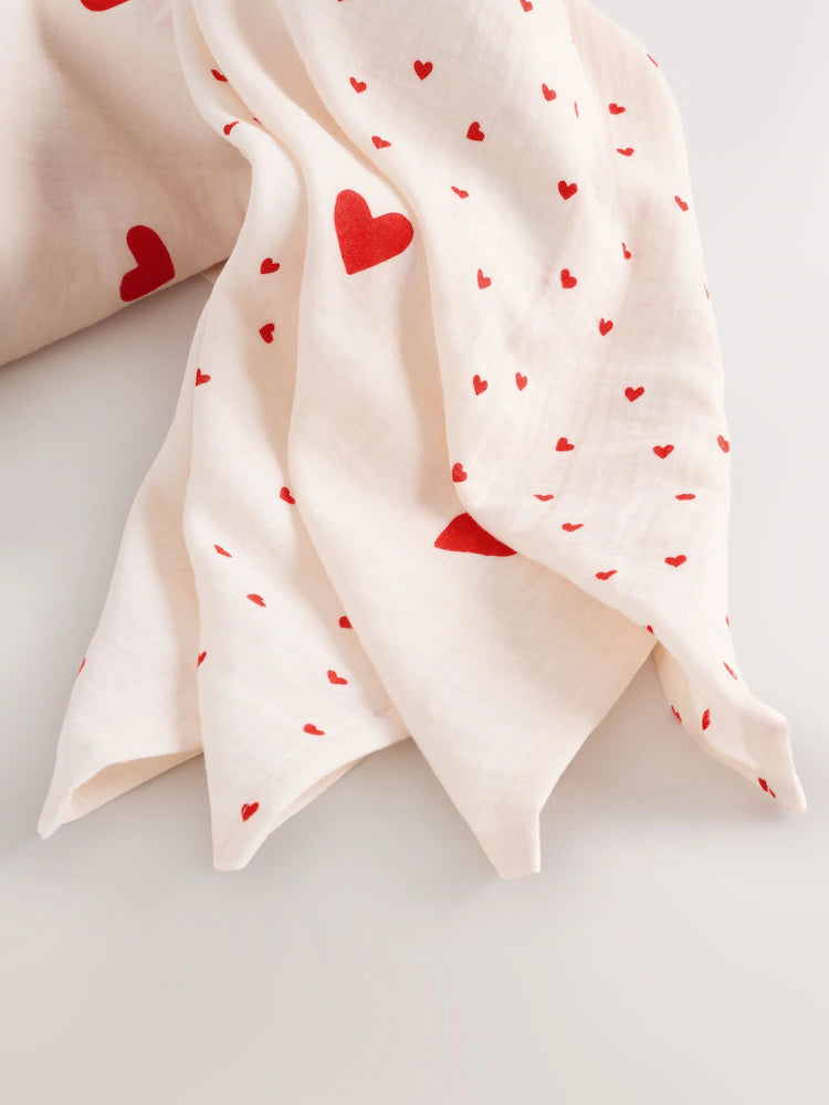 Set me 4 Napa Muslin me Zemra te Kuqe 72x72 cm