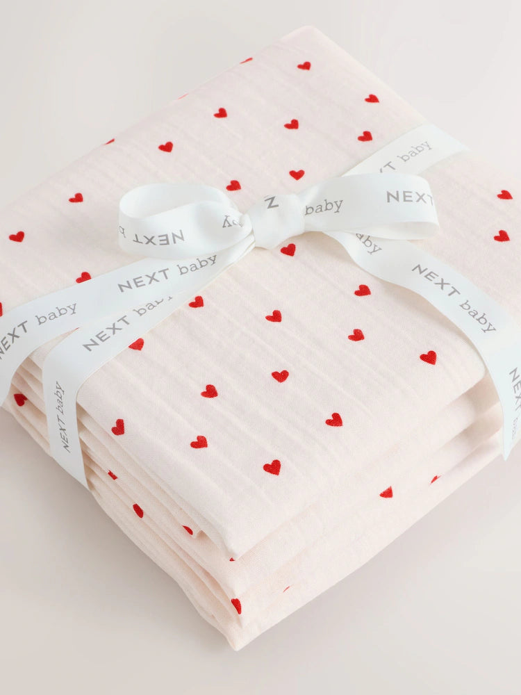 Set me 4 Napa Muslin me Zemra te Kuqe 72x72 cm