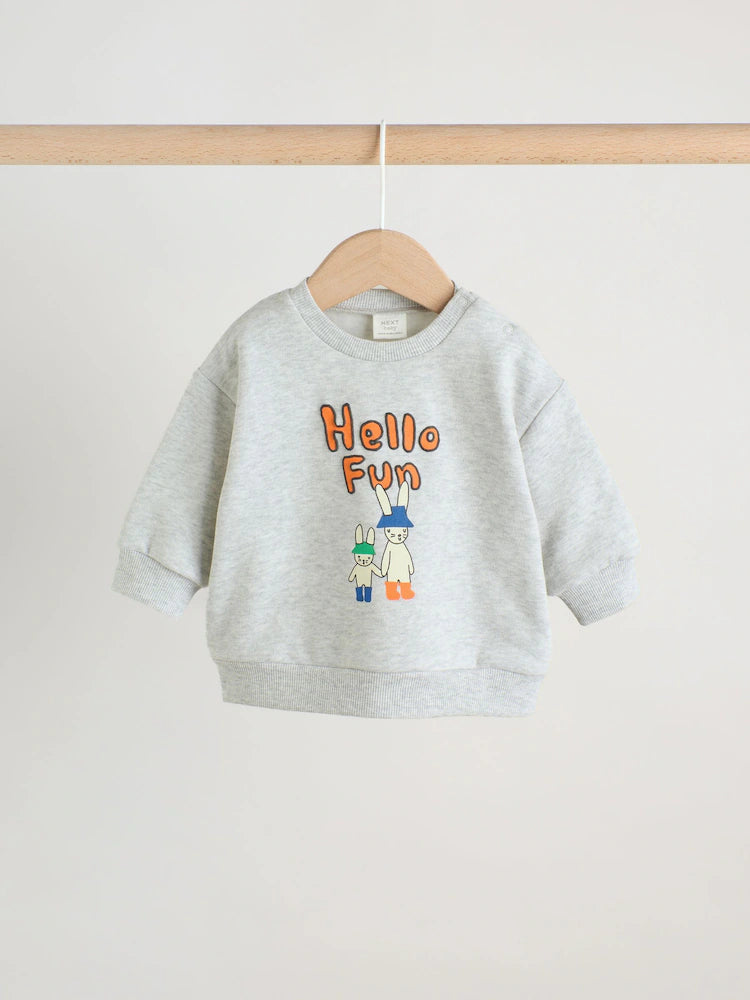 Kostum Bluze Gri "Hello Fun" & Pantallona me Kuadrate