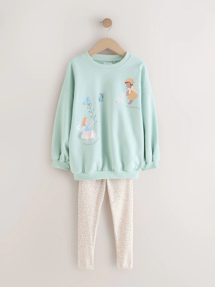 Kostum me Bluze Jeshile "Spring Bloom" dhe Tuta me Lule