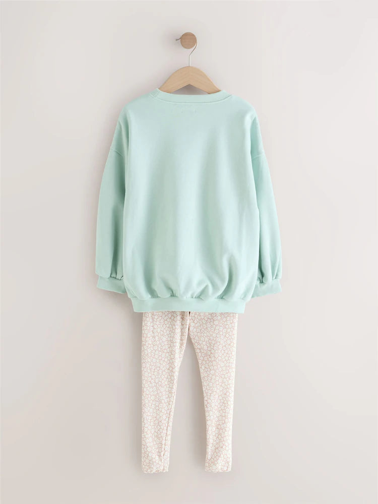Kostum me Bluze Jeshile "Spring Bloom" dhe Tuta me Lule