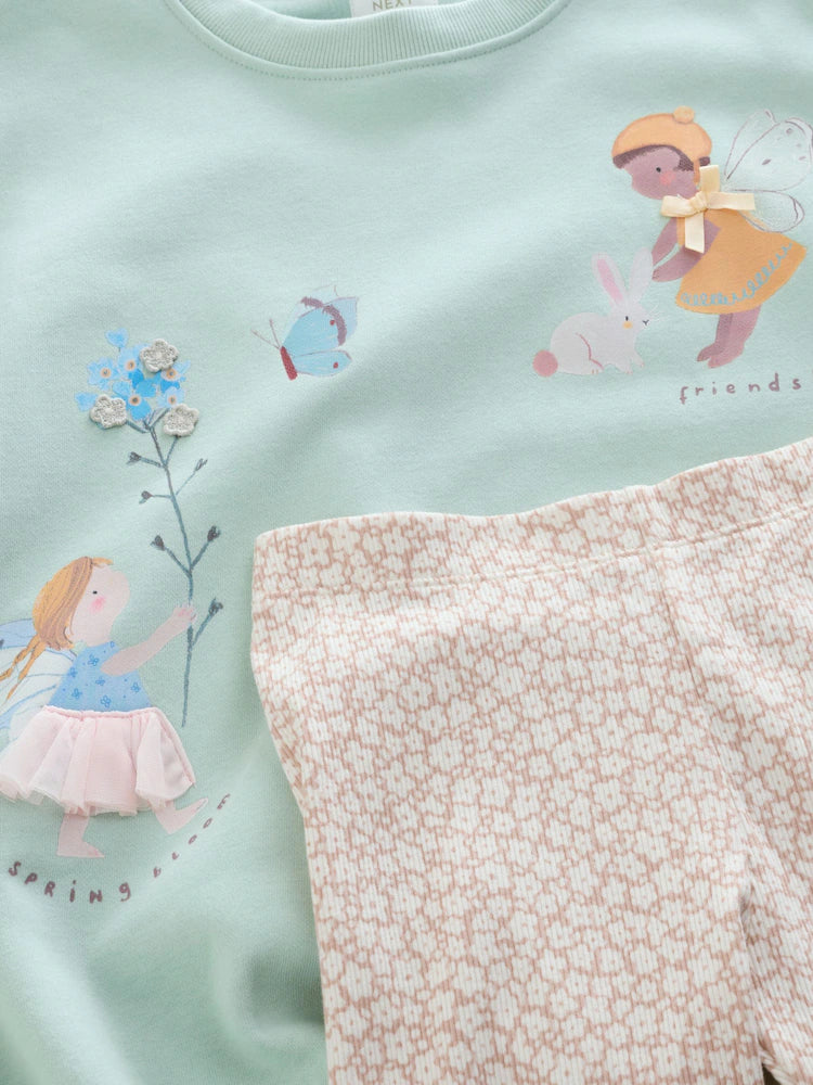 Kostum me Bluze Jeshile "Spring Bloom" dhe Tuta me Lule