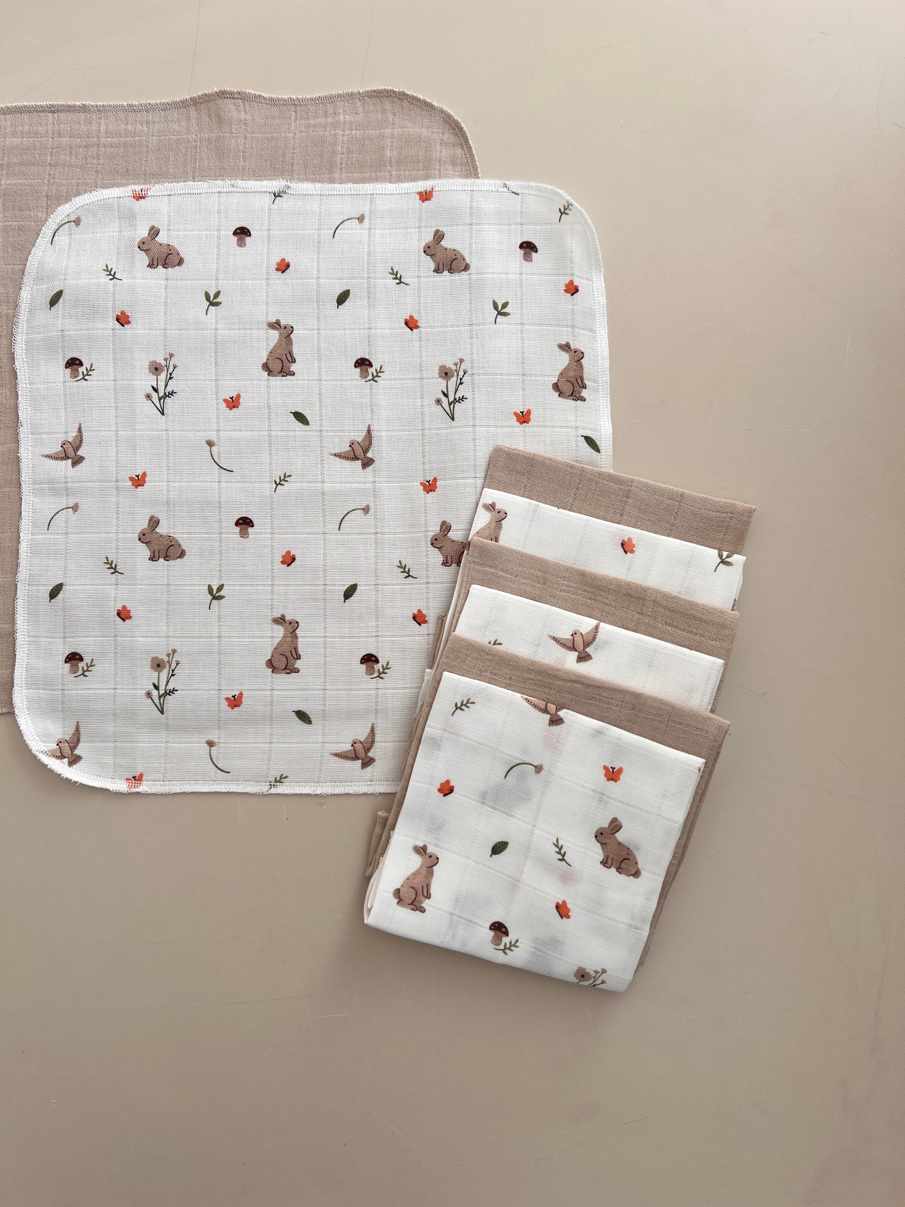 Set me 8 Napa Bebe (30x30 cm) – 100% Pambuk Muslin Grass Beige