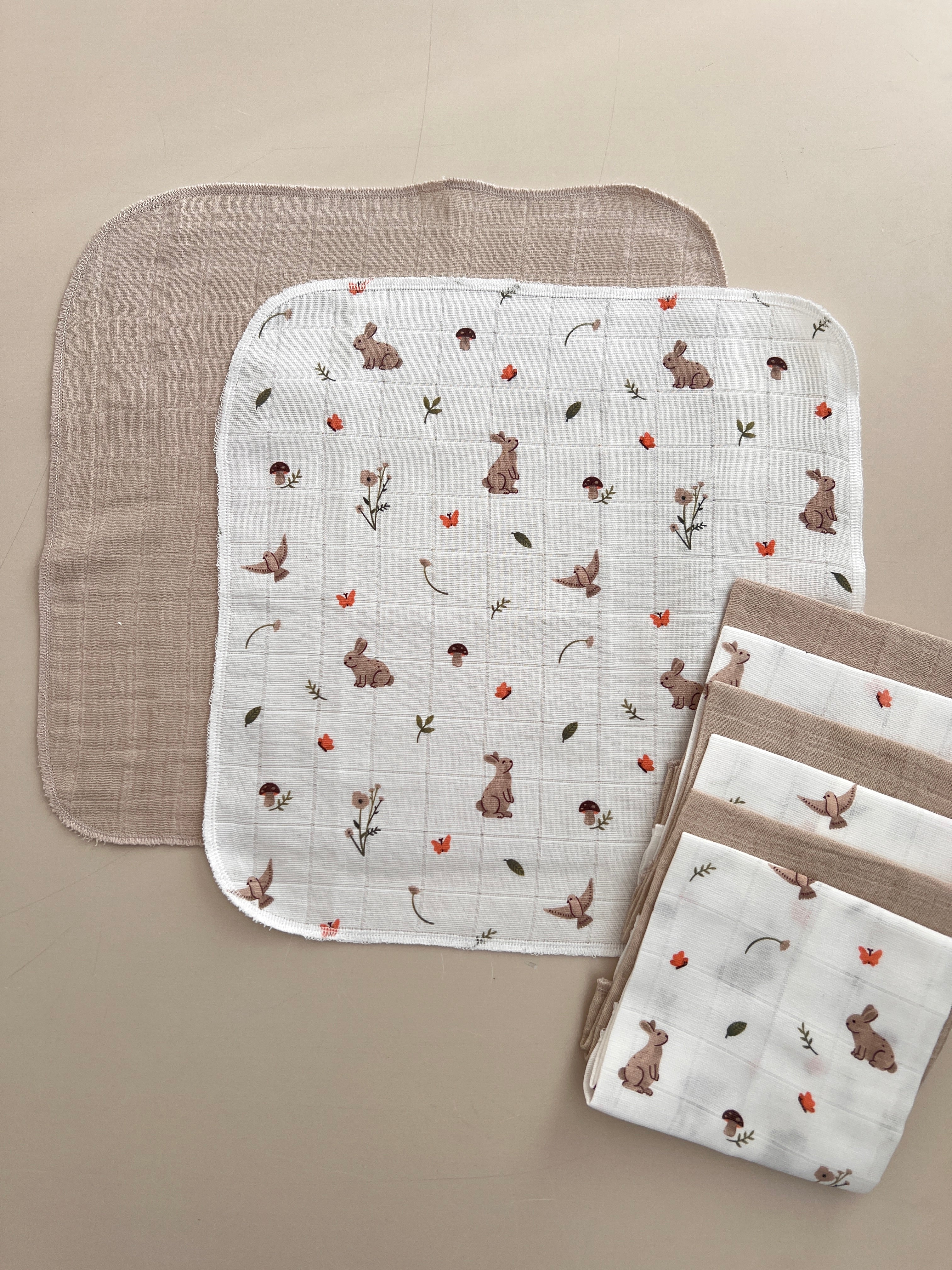 Set me 8 Napa Bebe (30x30 cm) – 100% Pambuk Muslin Grass Beige