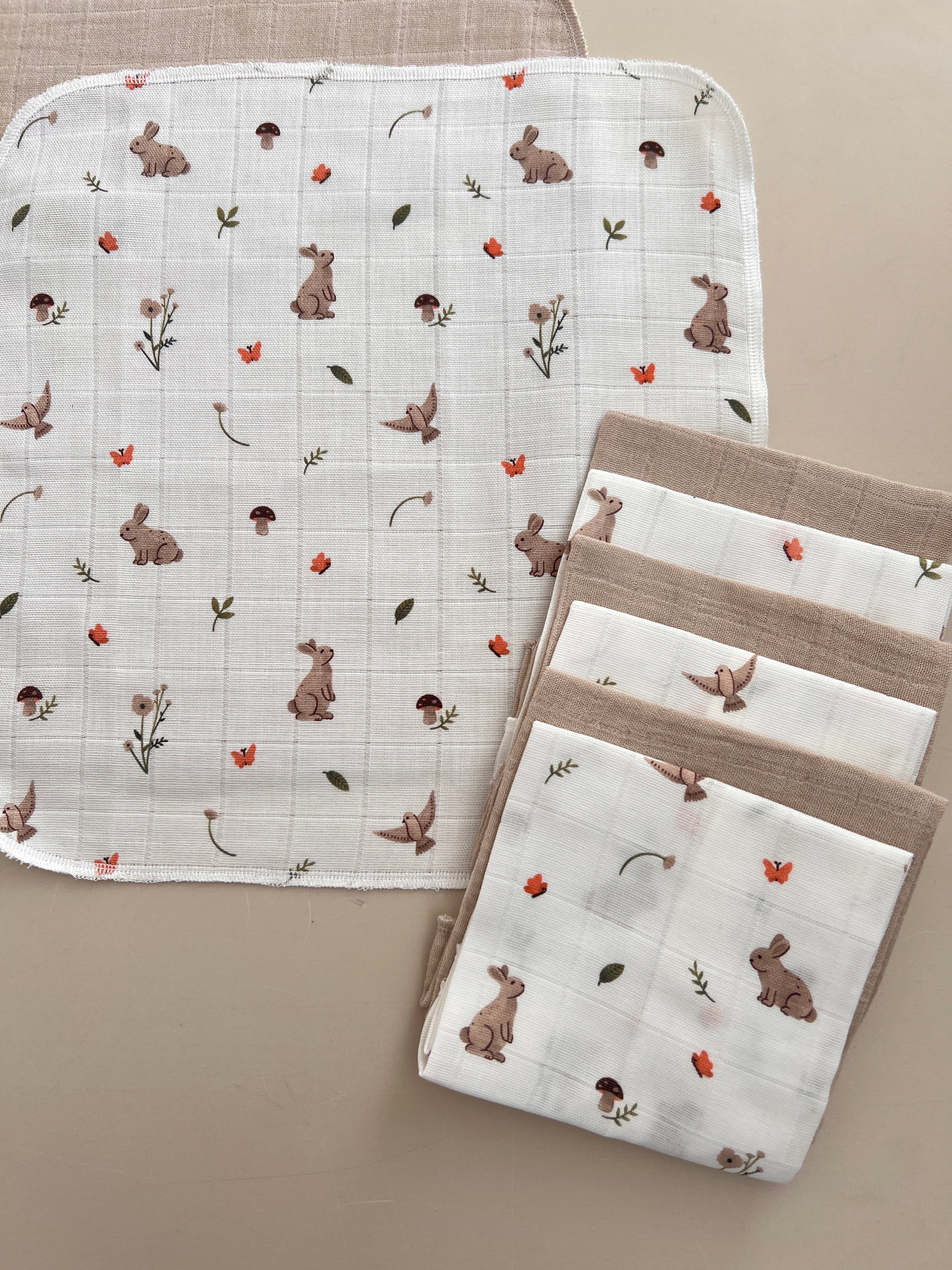 Set me 8 Napa Bebe (30x30 cm) – 100% Pambuk Muslin Grass Beige