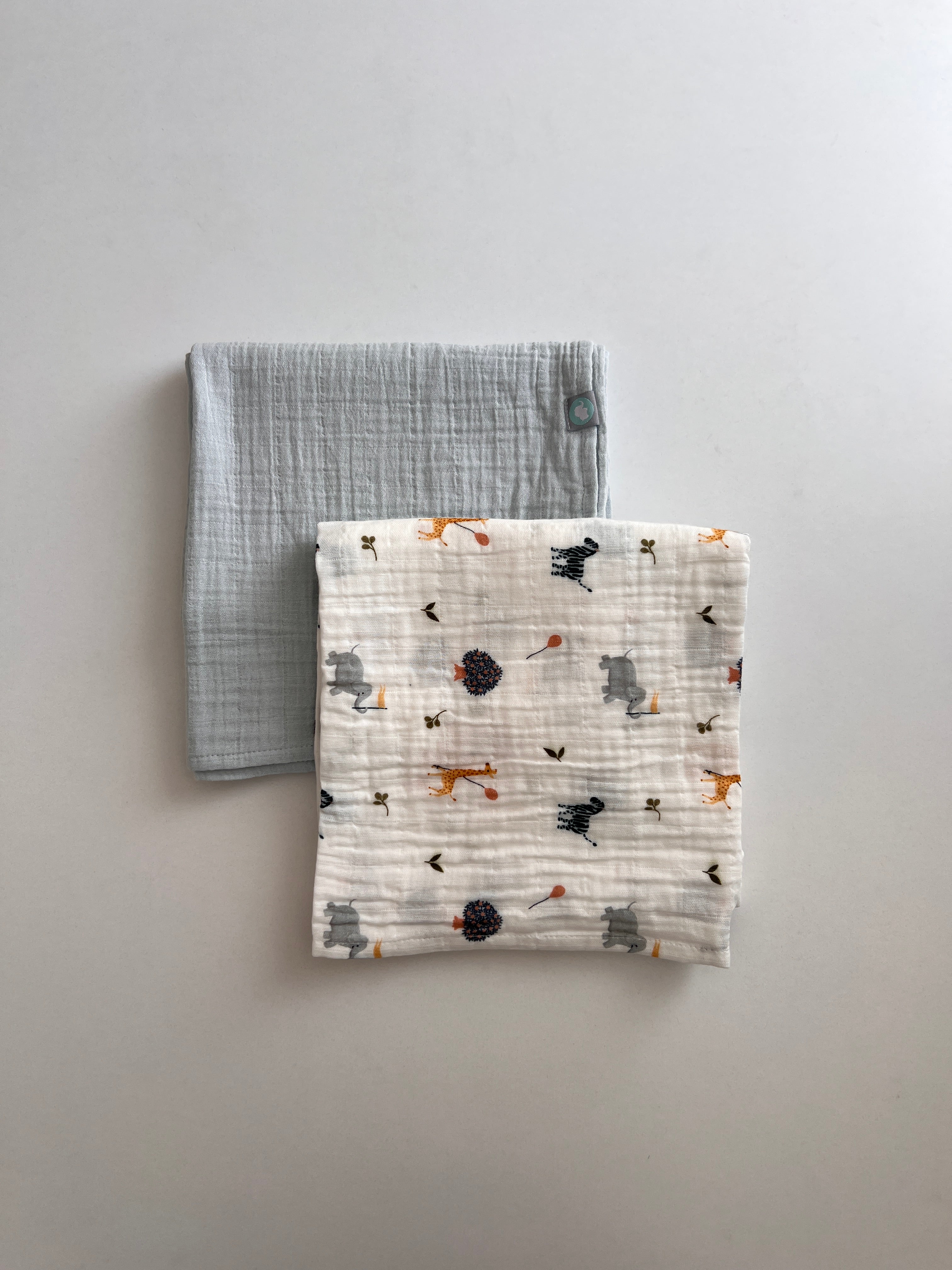 Set me 2 Napa Muslin (90x90 cm) – "Zoo Blue"
