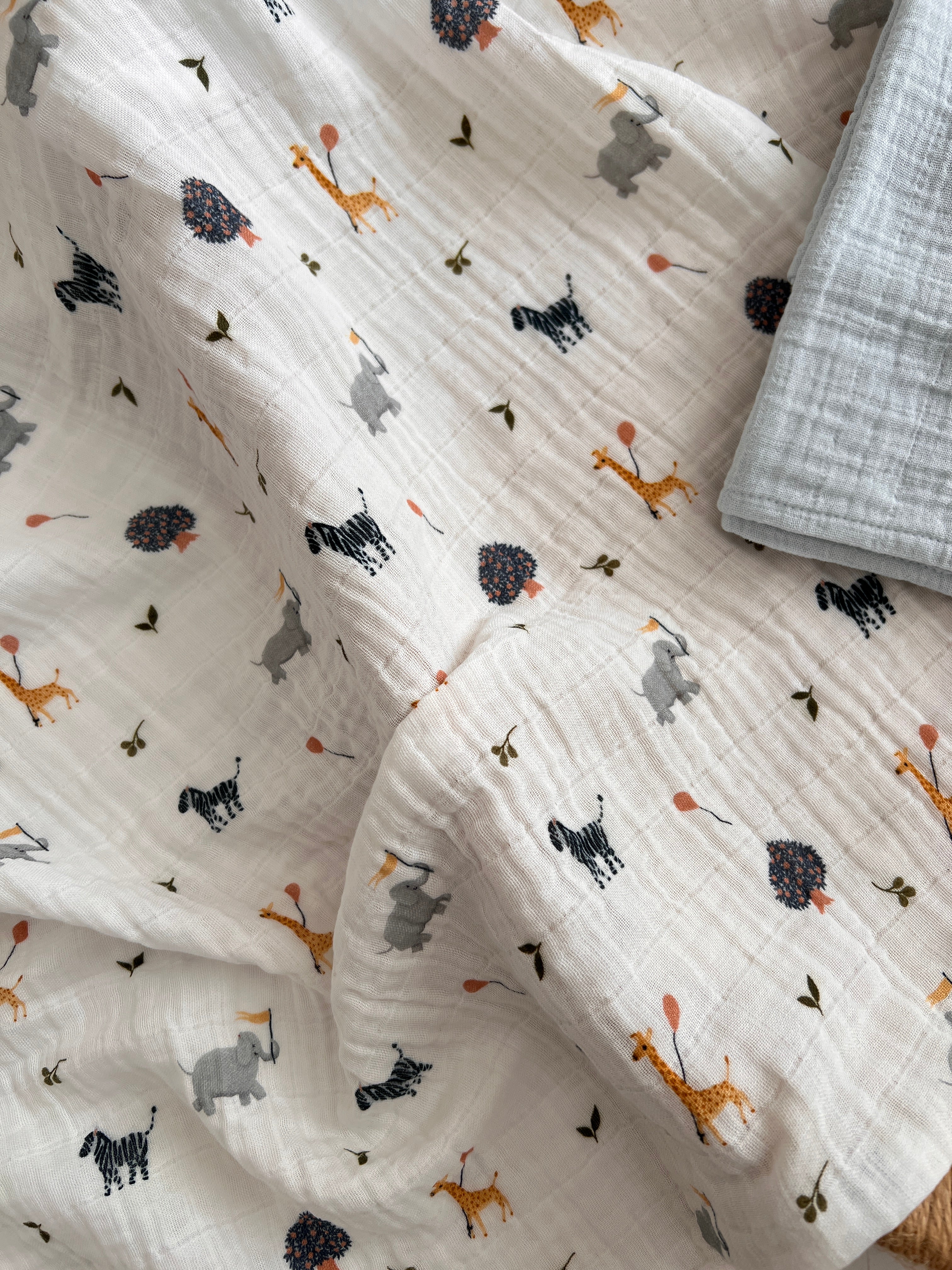 Set me 2 Napa Muslin (90x90 cm) – "Zoo Blue"