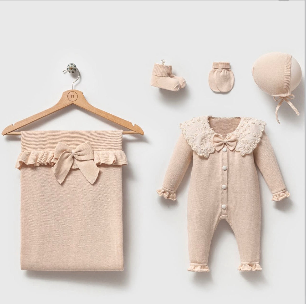 Set Materniteti me 5 Pjese - Beige me Dantelle