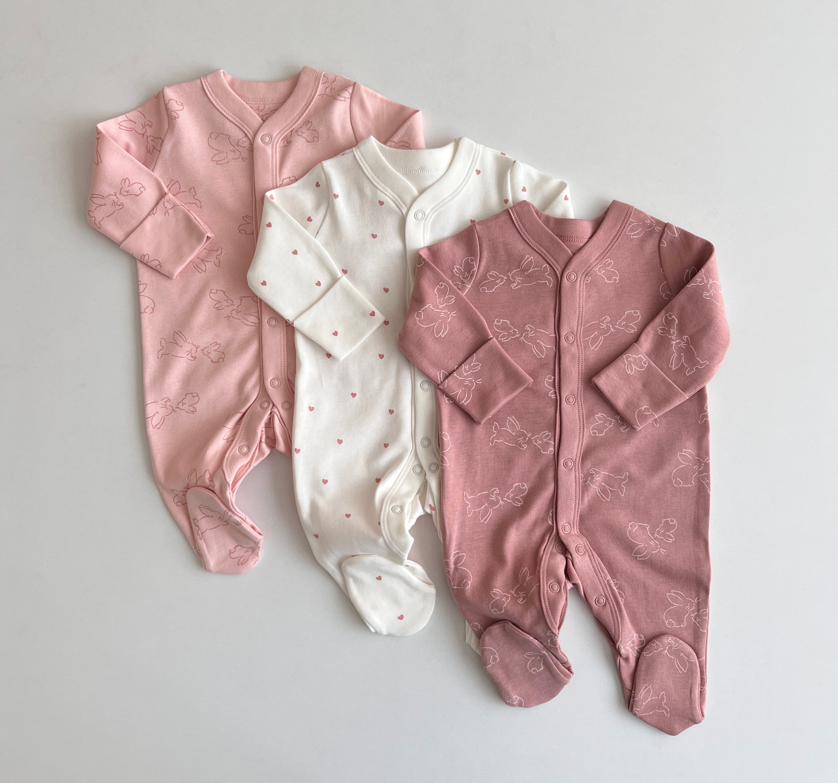 Set me 3 Tutina (Sleepsuits) – 100% Pambuk Natyral