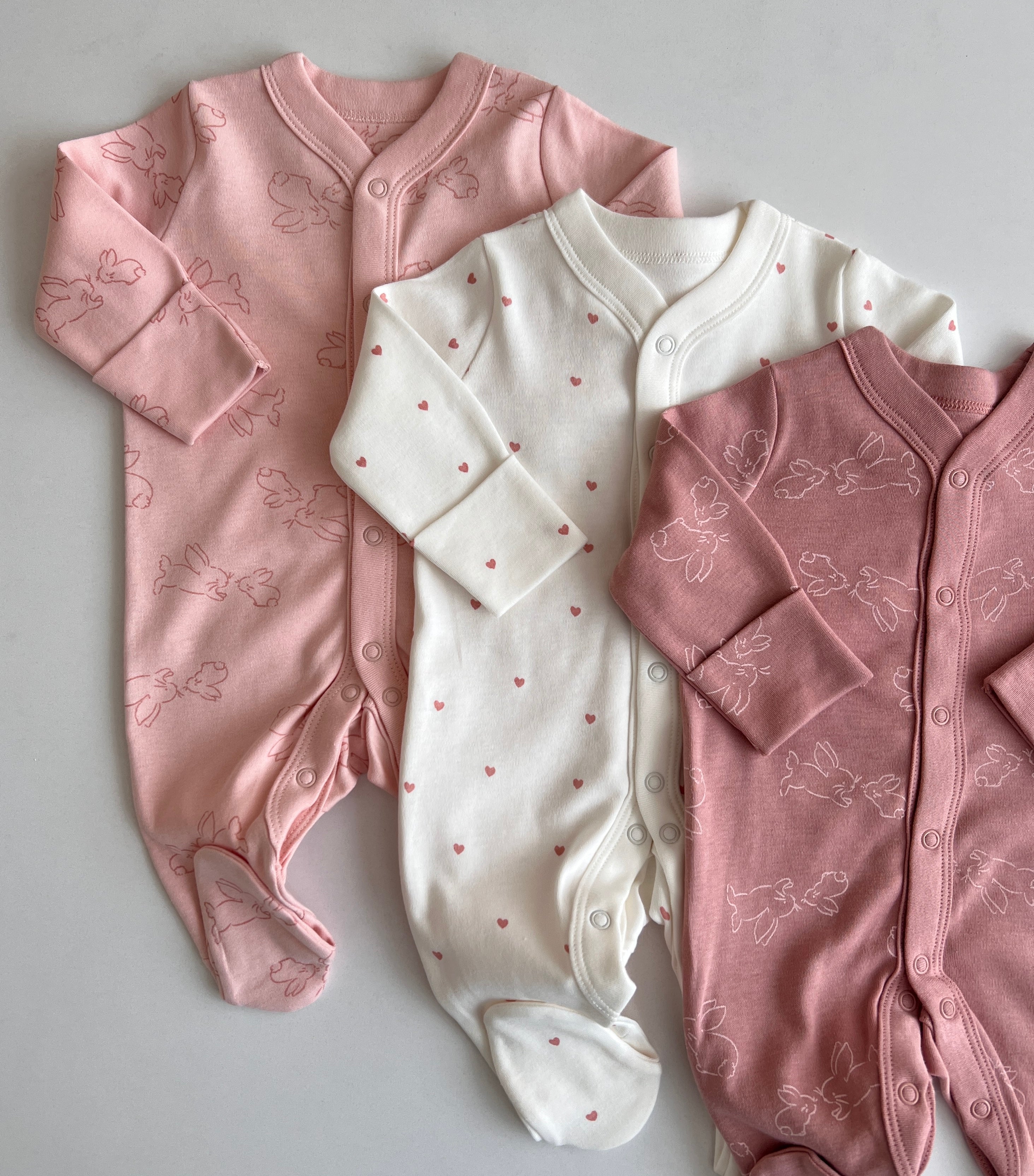 Set me 3 Tutina (Sleepsuits) – 100% Pambuk Natyral