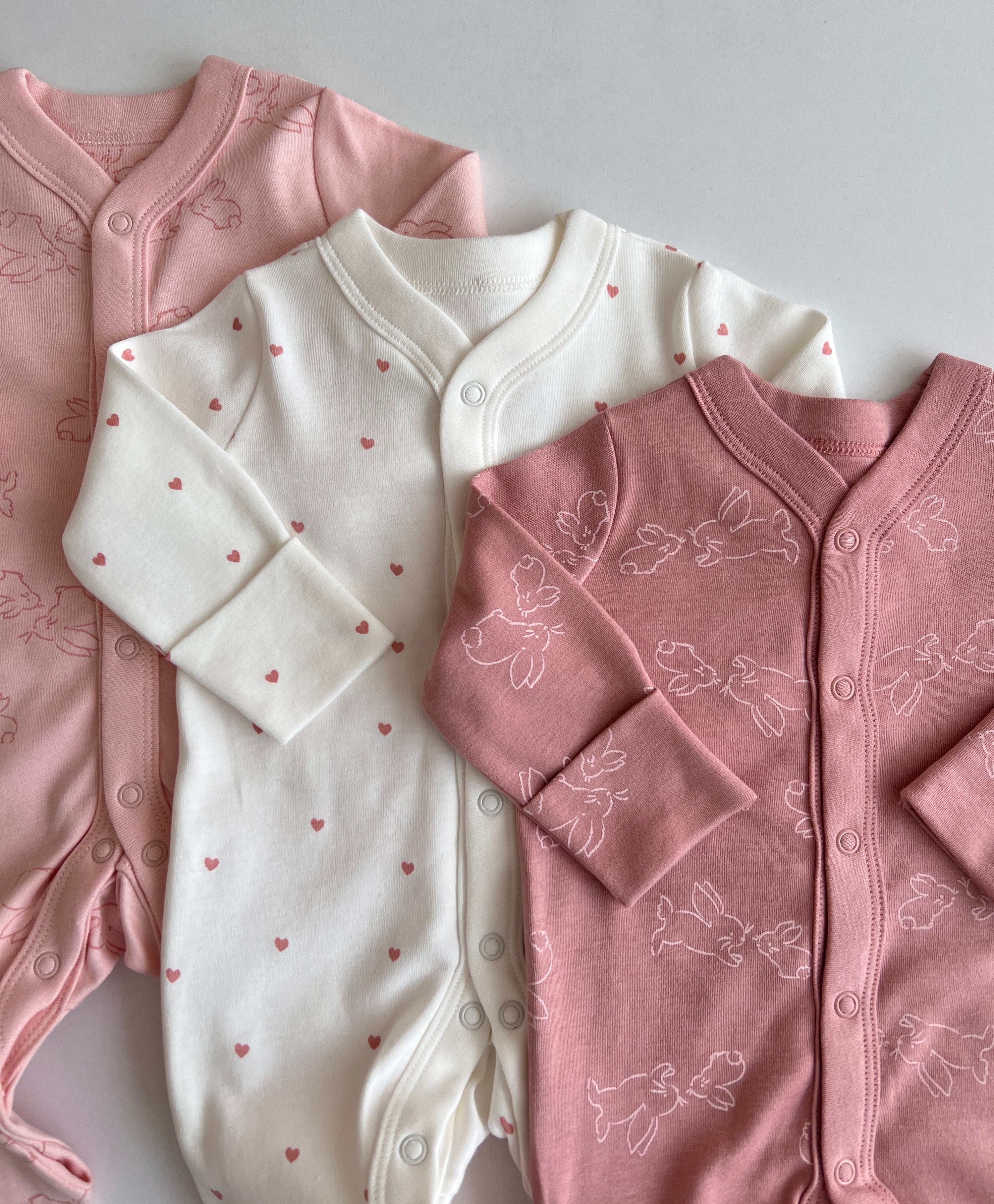 Set me 3 Tutina (Sleepsuits) – 100% Pambuk Natyral