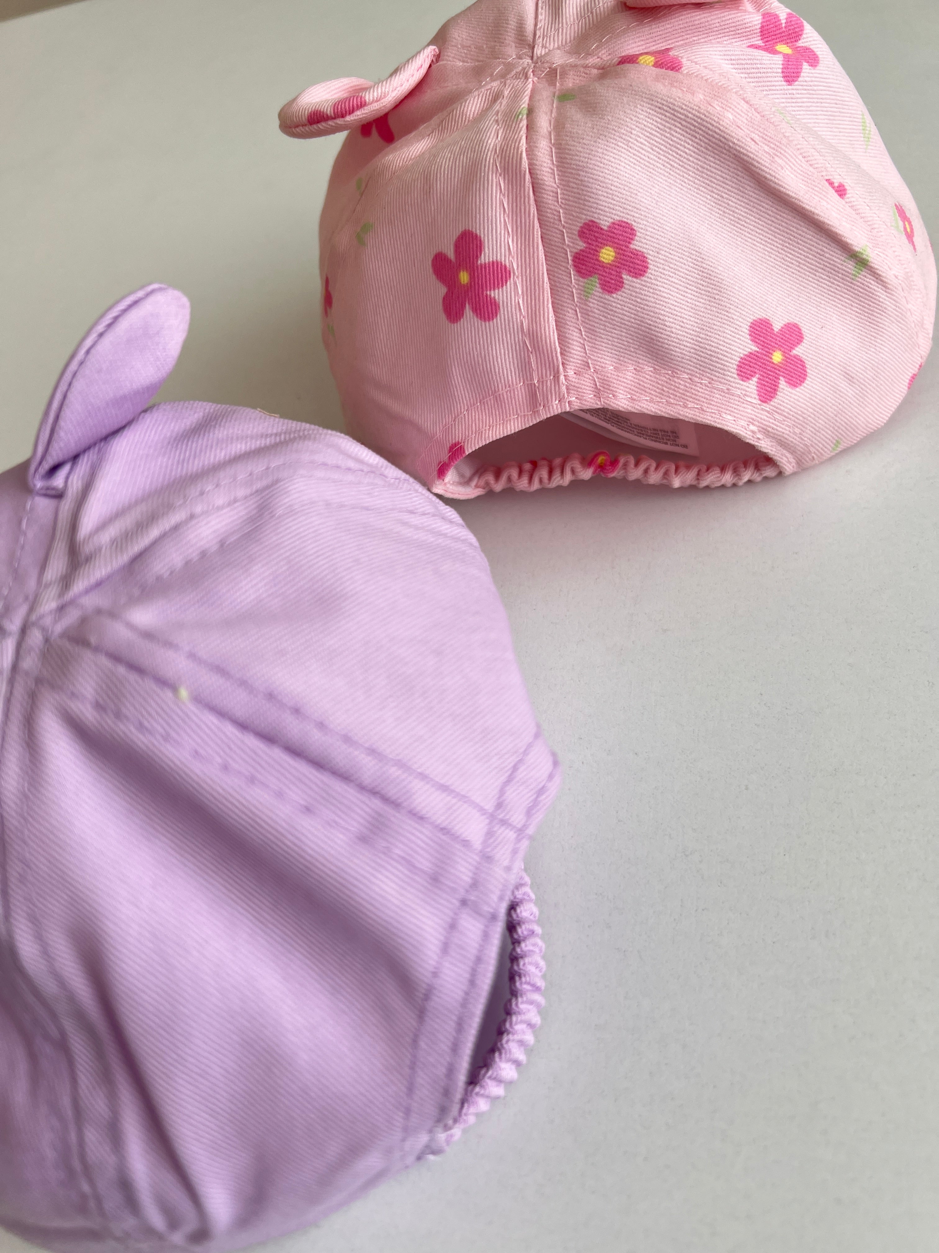 Set 2 Kapele "Cute Ears" – Pink Flowers & Purple Kitty