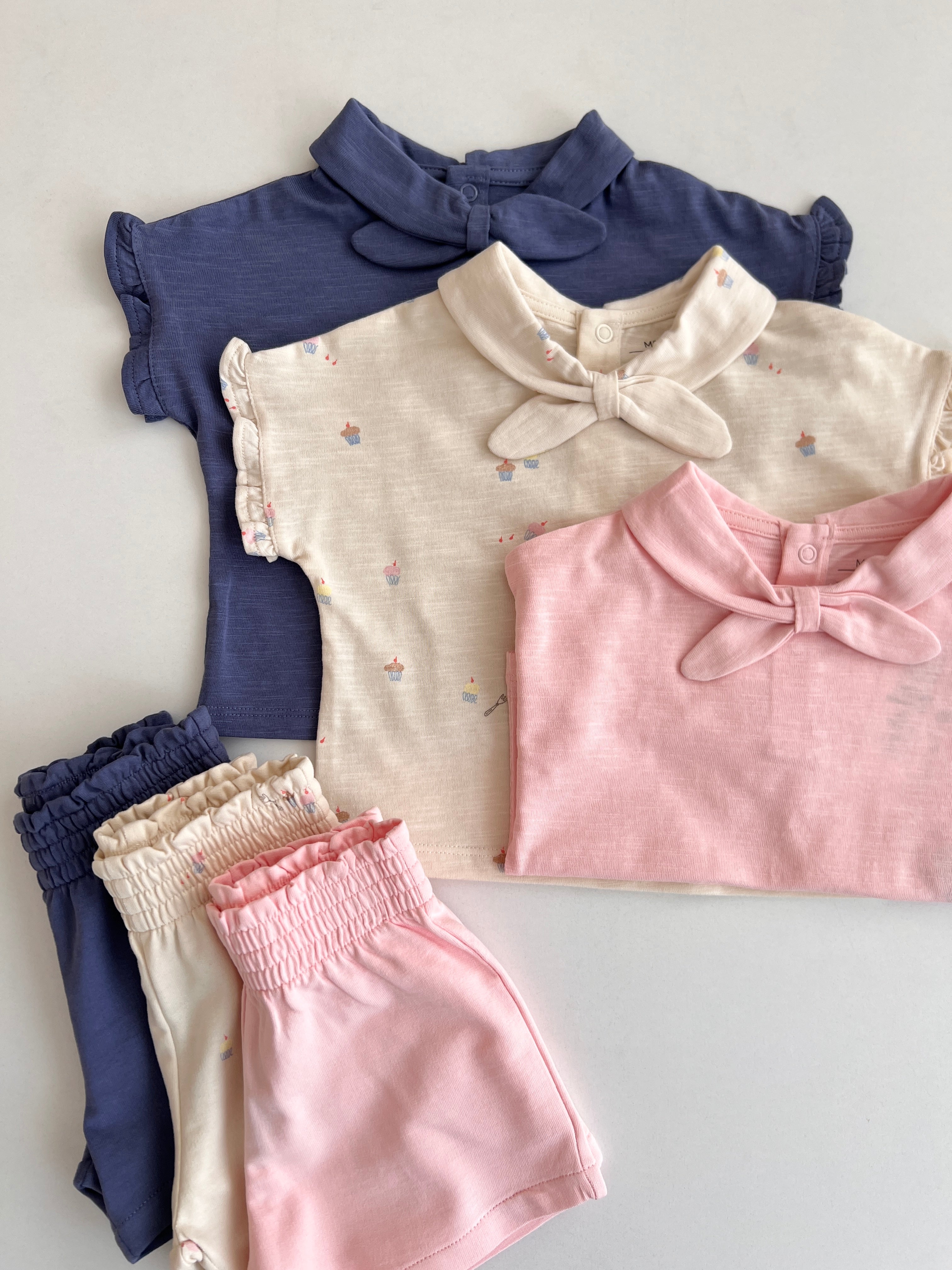 Set me 3 Kostume (100% Pambuk) - Blu, Rozë & Krem