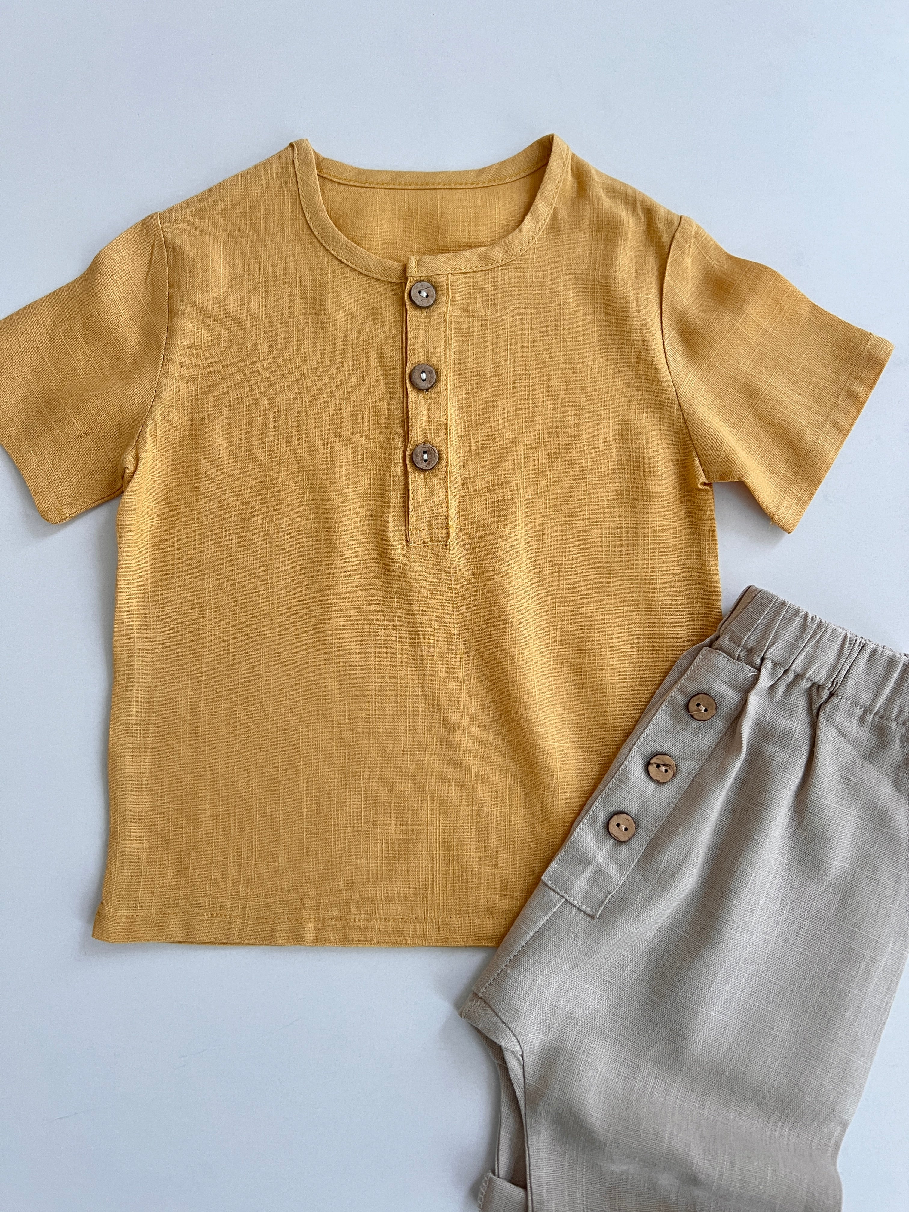 Kostum Lino - Kemishe Mustard & Pantallona Bezhe