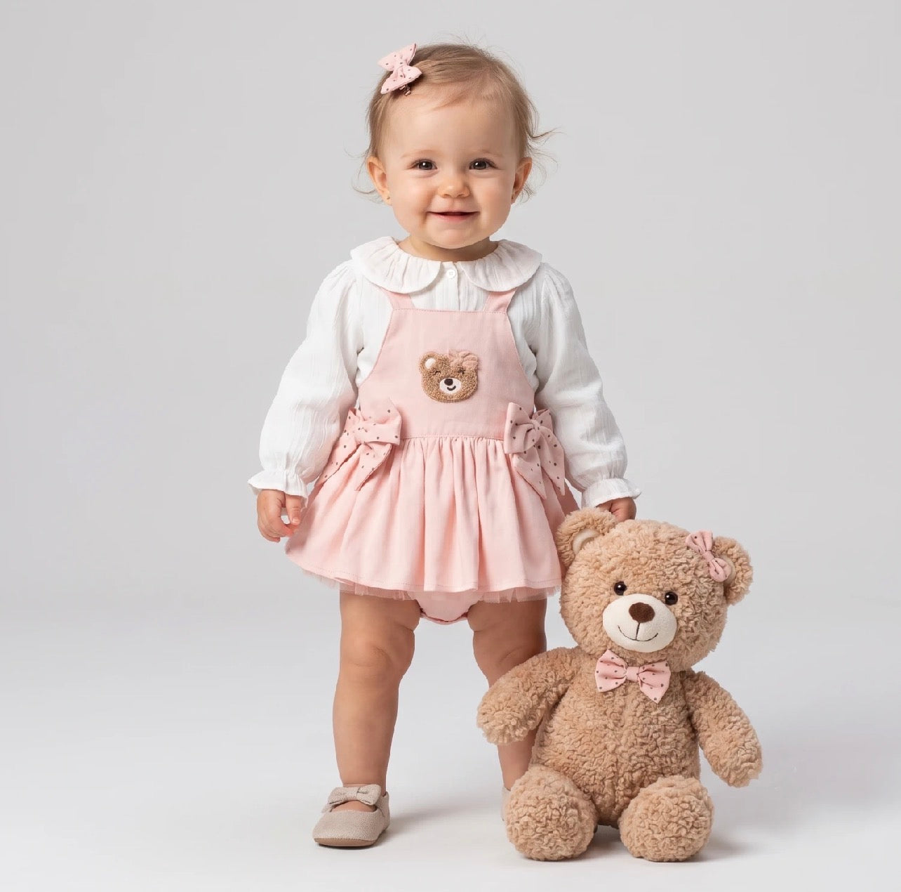 Romper Roze me Kemishe te Bardhe - Teddy Bear