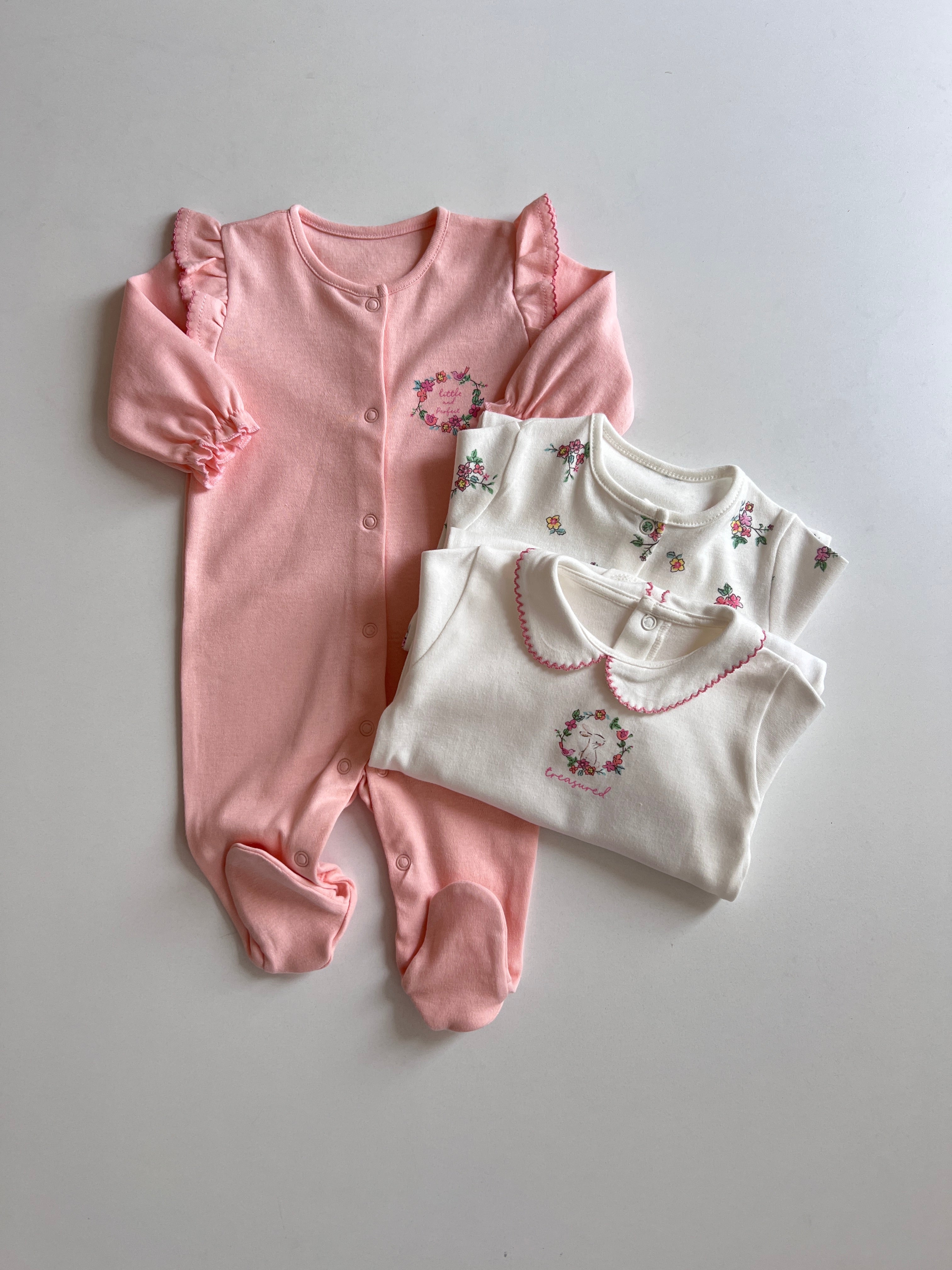 Set me 3 Tutina me Lule - "Floral Bunny"