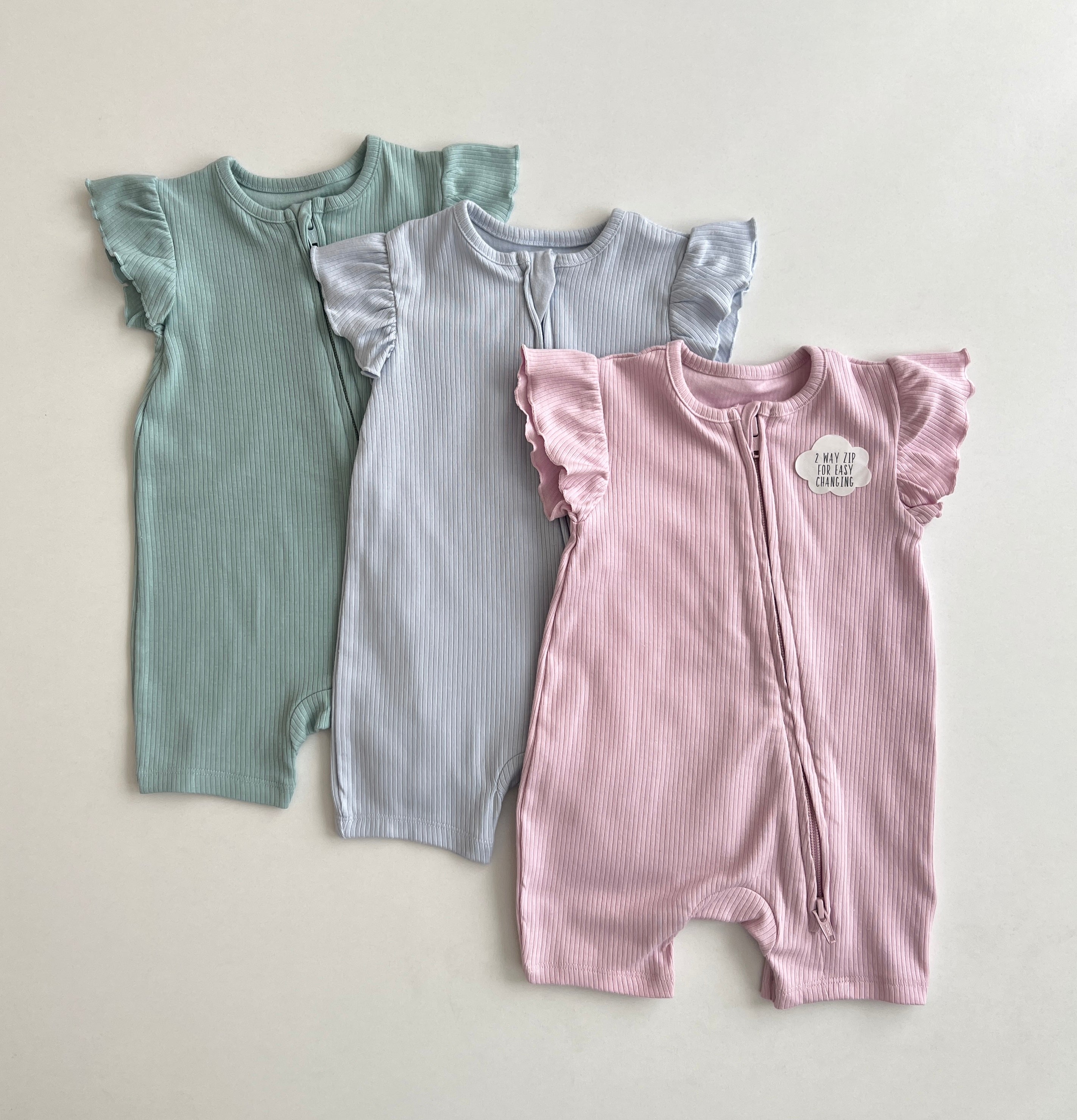 Set me 3 Rompera "Pastel Bliss" – Me Zinxhir te Dyfishte
