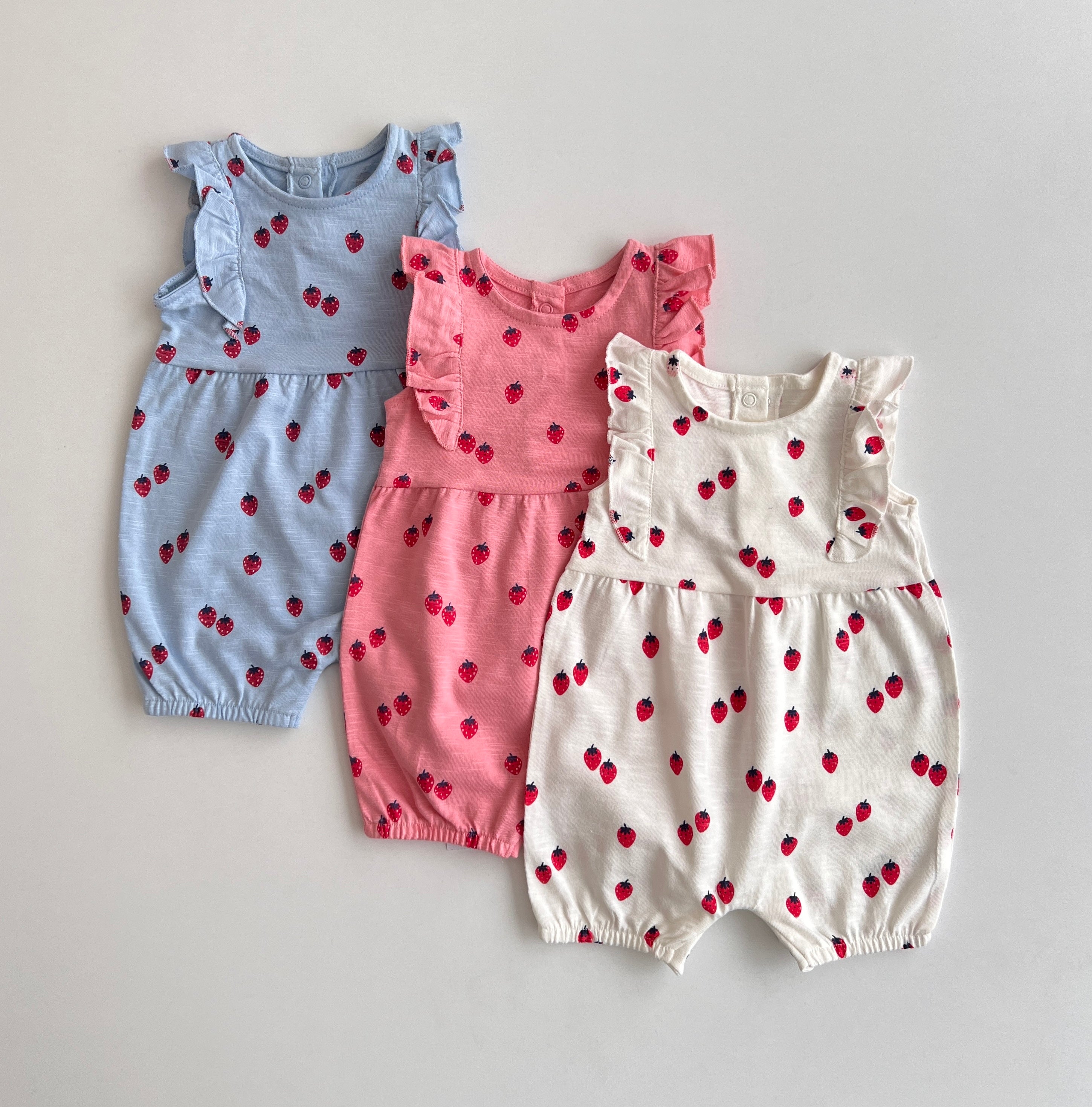Set me 3 Rompera "Sweet Strawberry" – Koleksioni i Pranveres