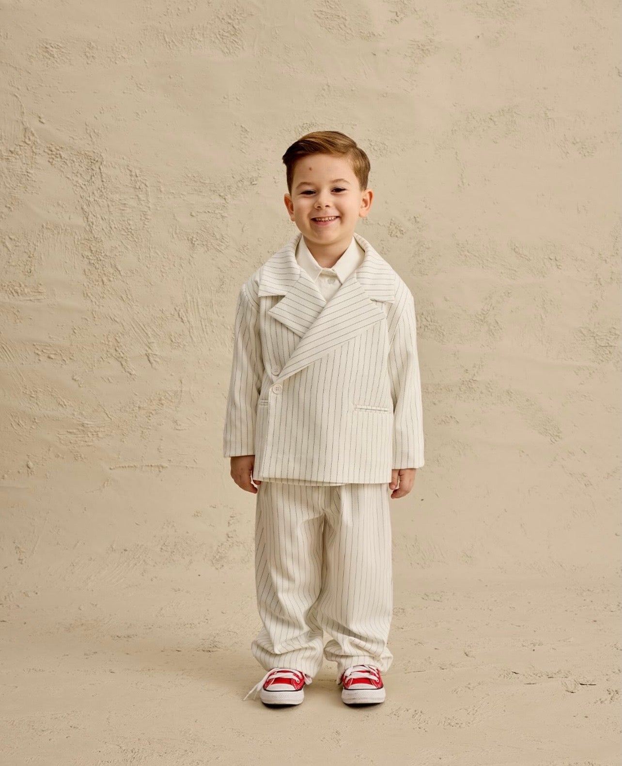 Kostum i Bardhe me Vija - Xhakete & Pantallona "Vintage Cream"