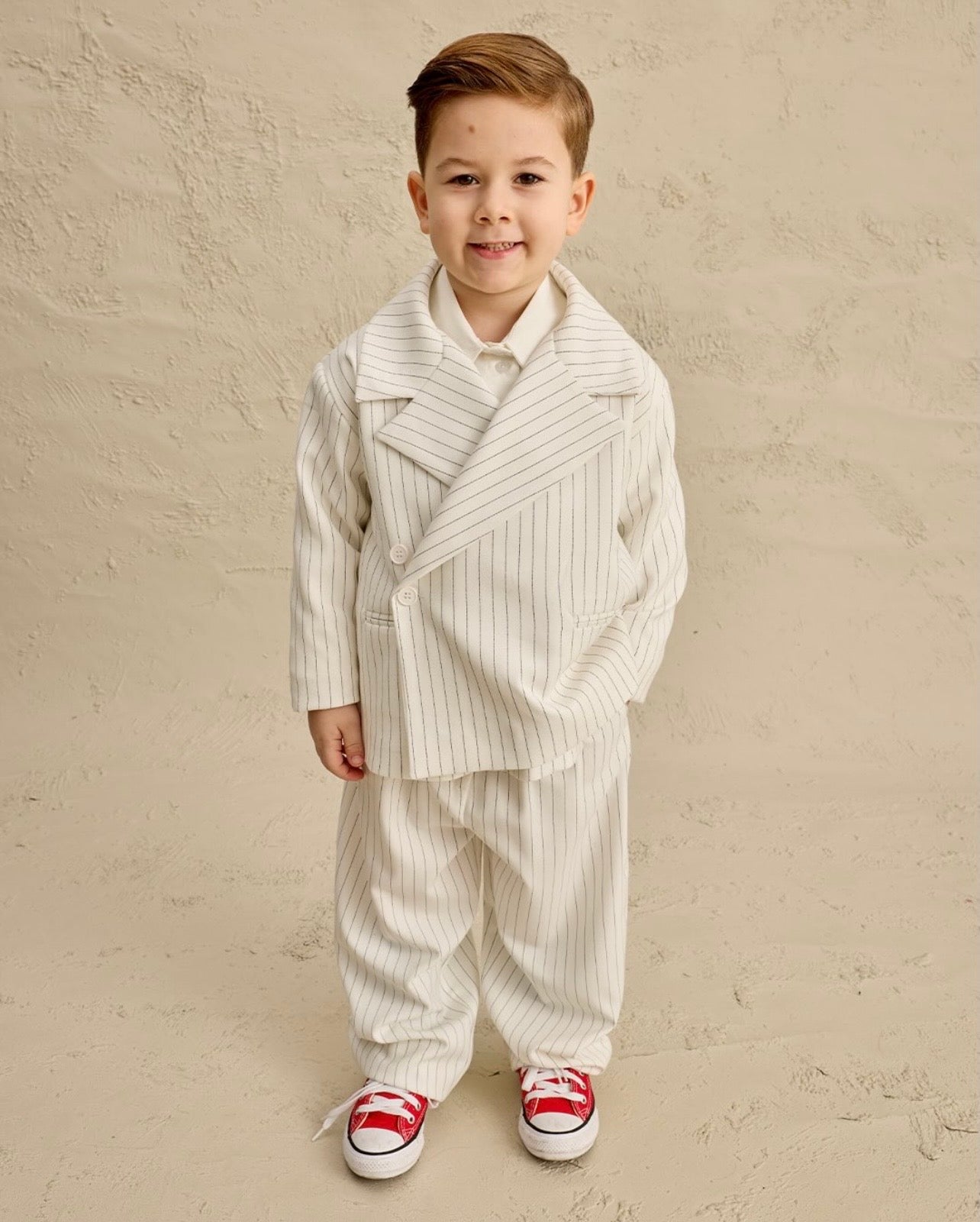 Kostum i Bardhe me Vija - Xhakete & Pantallona "Vintage Cream"