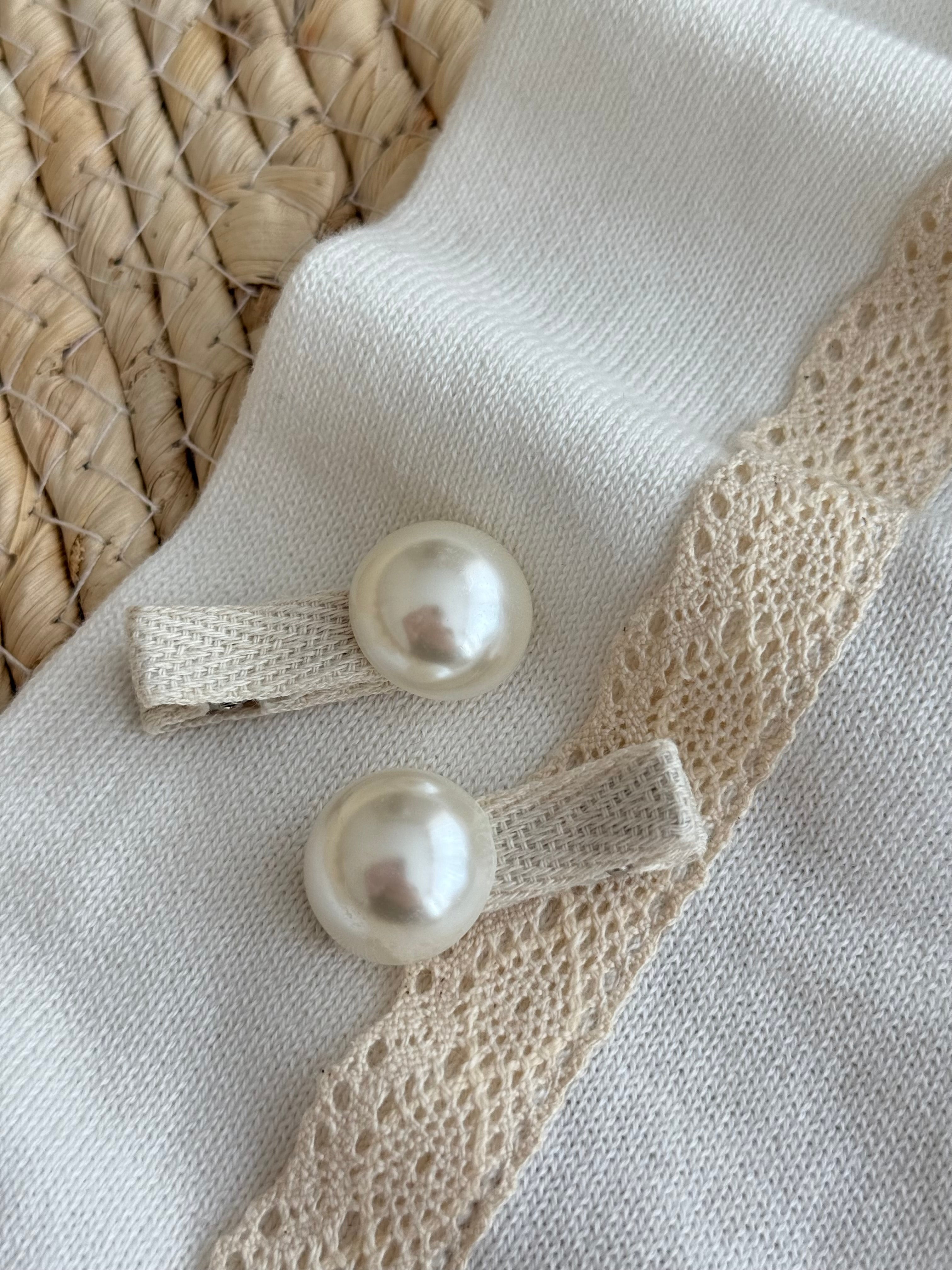Set me 2 Kapese Flokesh me Perle "Vintage Pearl"