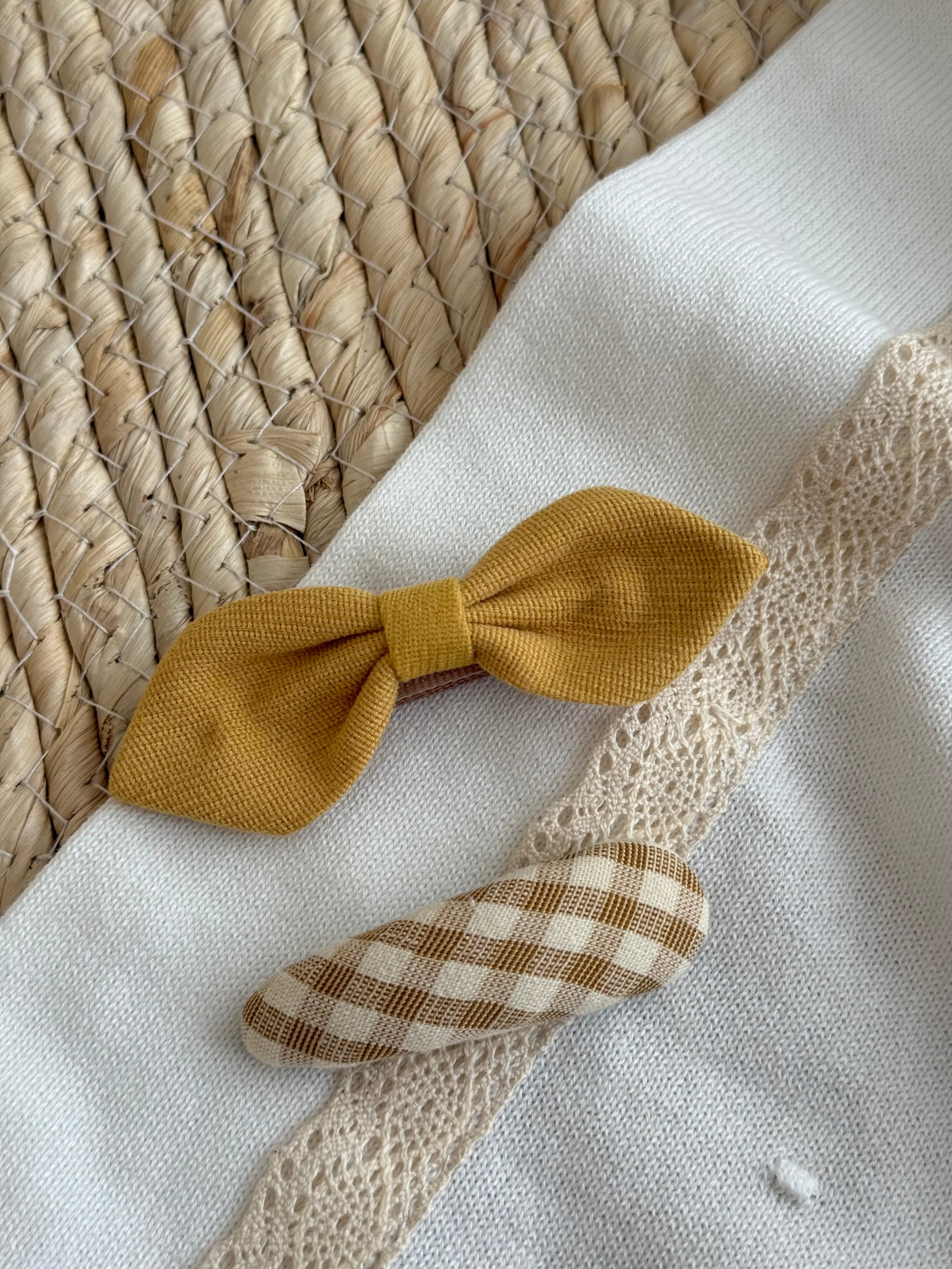 Set me 2 Kapese Flokesh "Mustard Bow & Gingham"