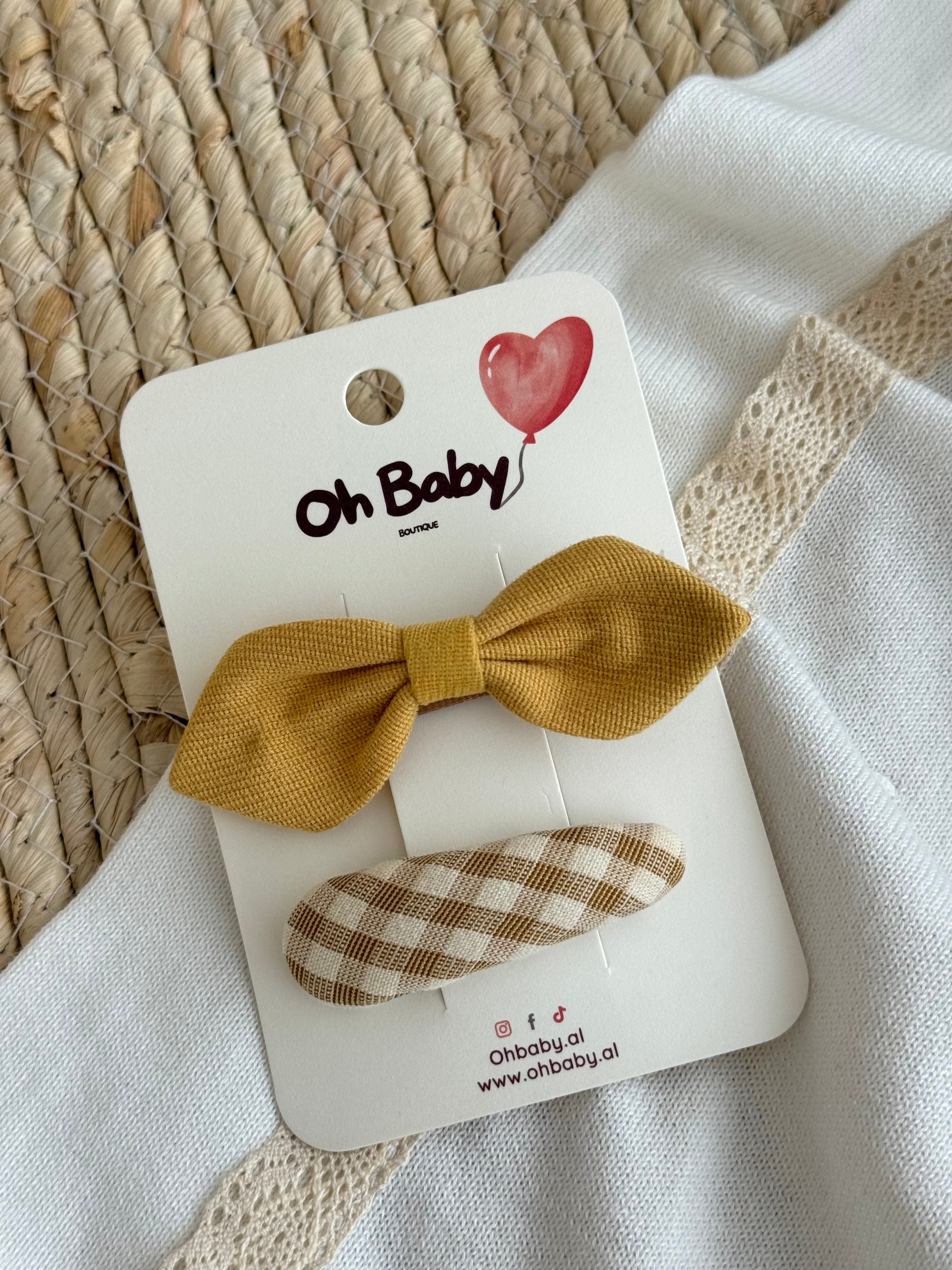 Set me 2 Kapese Flokesh "Mustard Bow & Gingham"