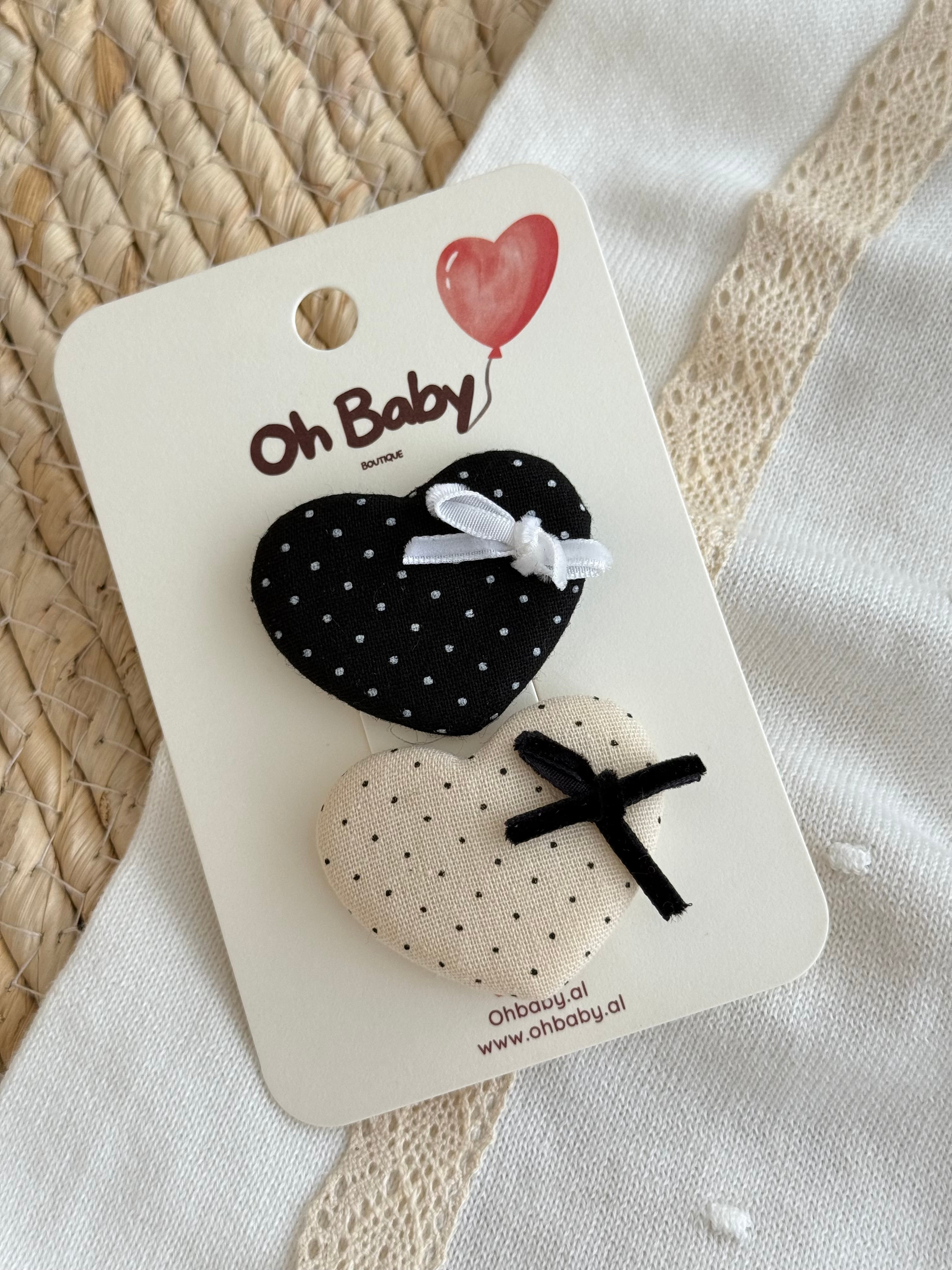 Set me 2 Kapese Flokesh ne Forme Zemre "Polka Dot Hearts"