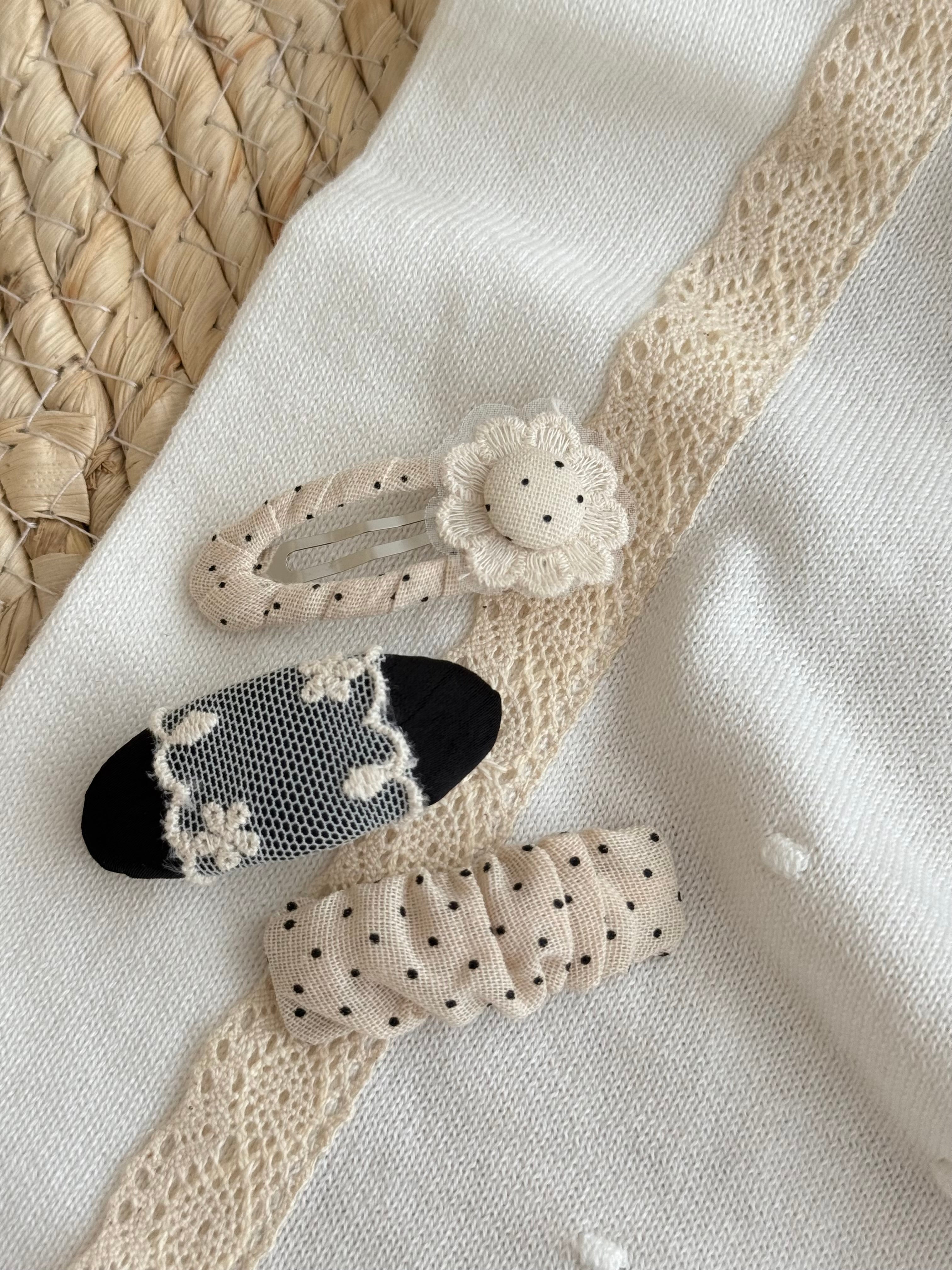 Set me 3 Kapese Flokesh "Monochrome Blossom & Dots"