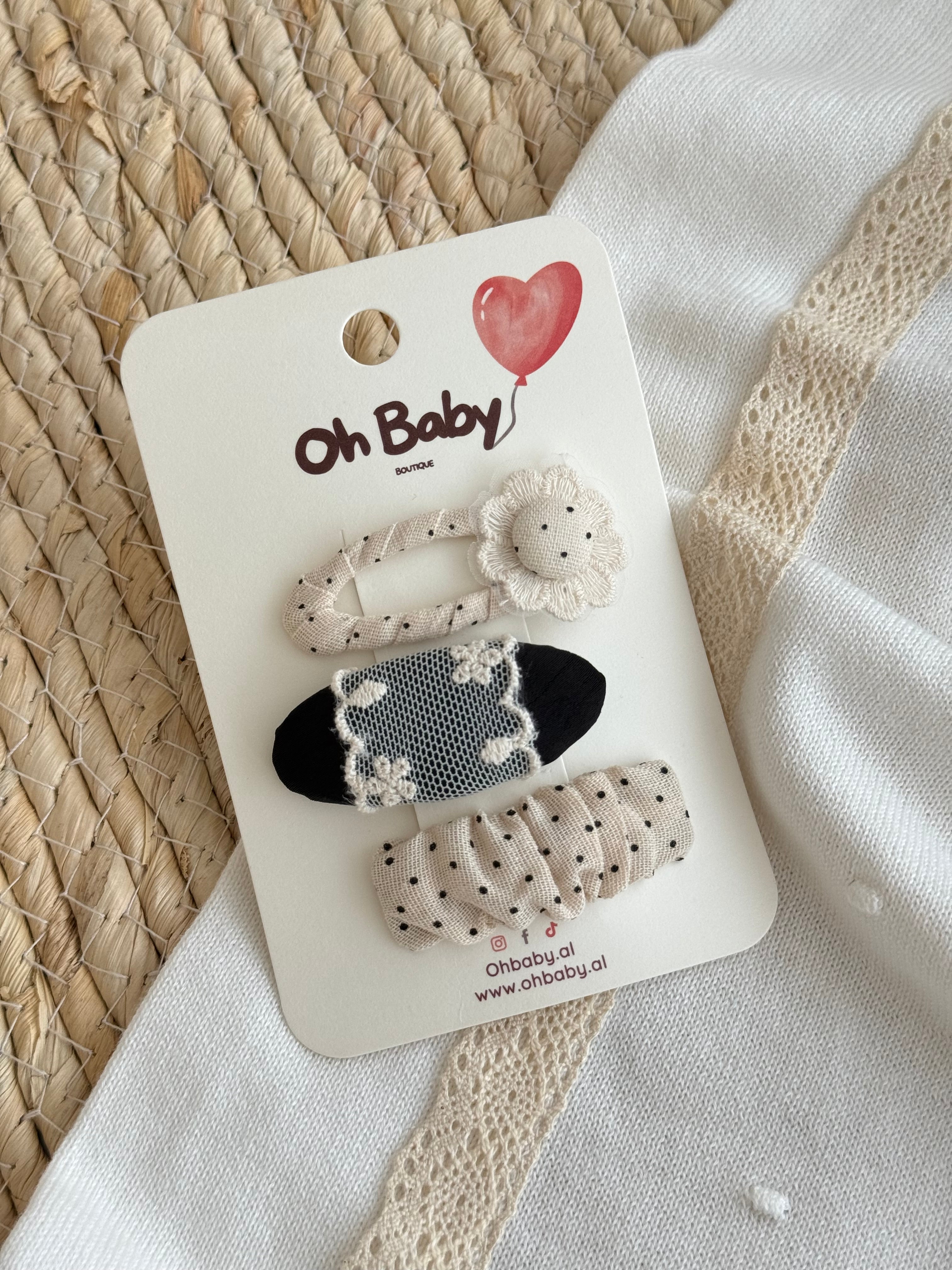 Set me 3 Kapese Flokesh "Monochrome Blossom & Dots"