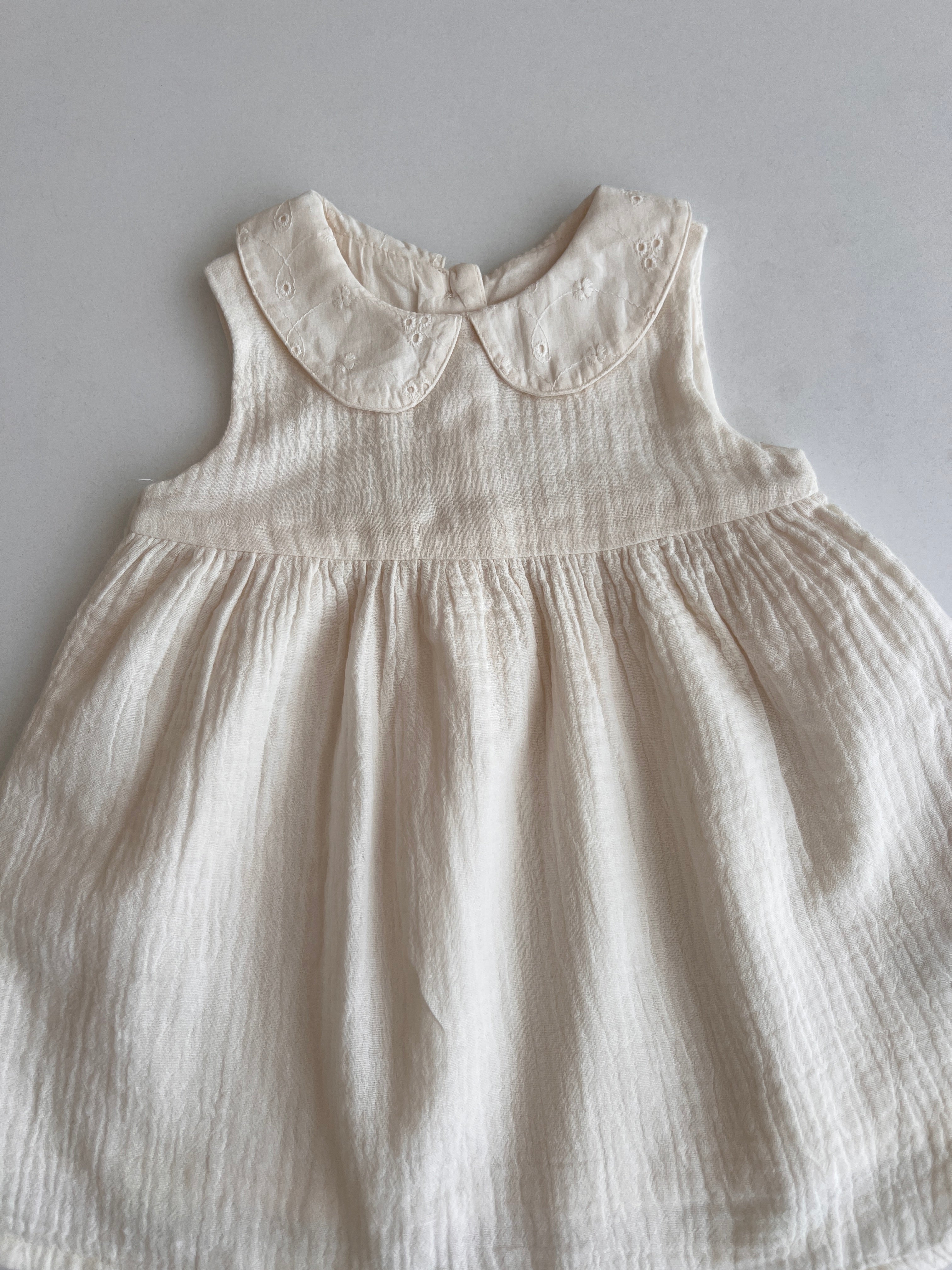 Fustan ngjyre  Krem Musline "Vintage Collared"