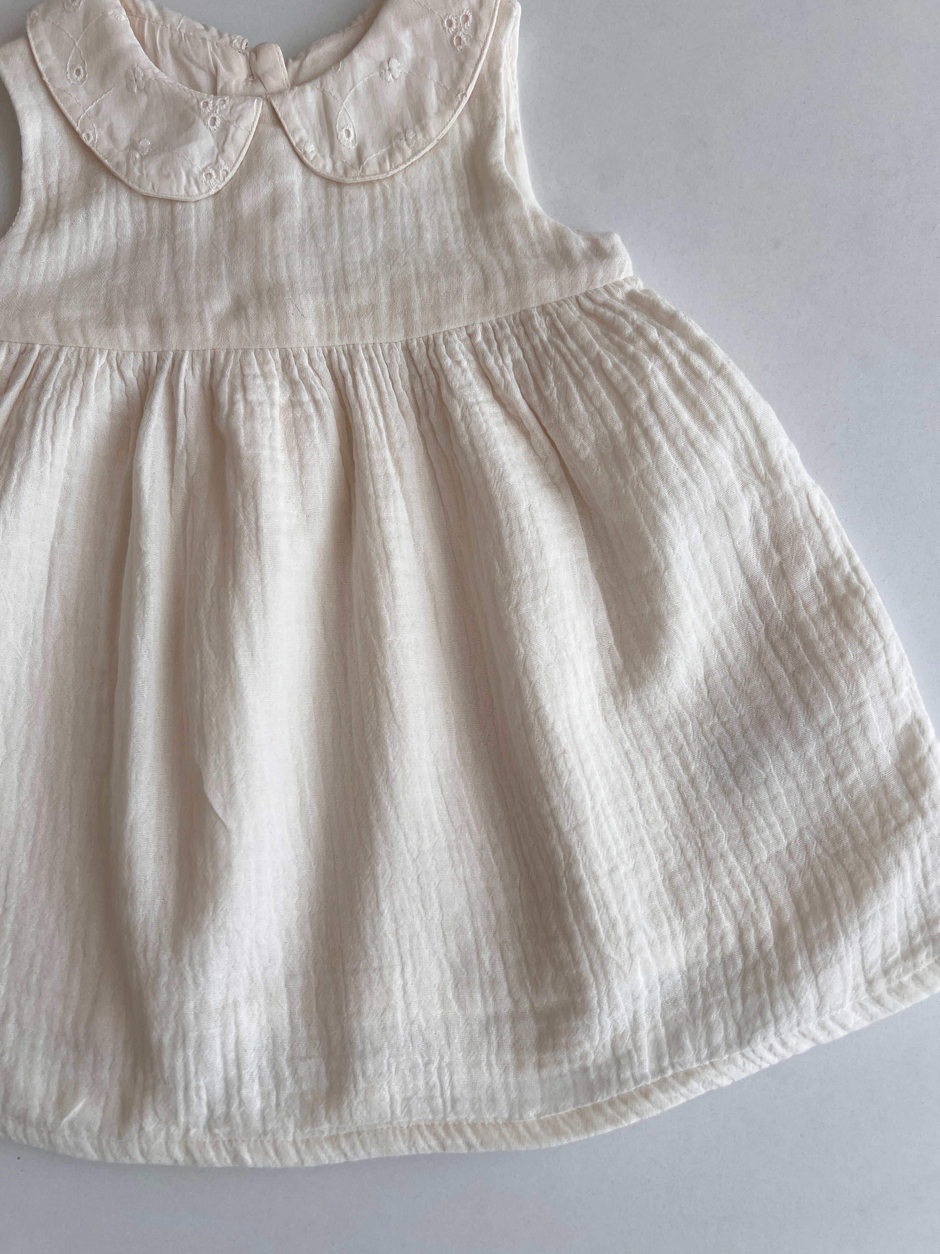 Fustan ngjyre  Krem Musline "Vintage Collared"