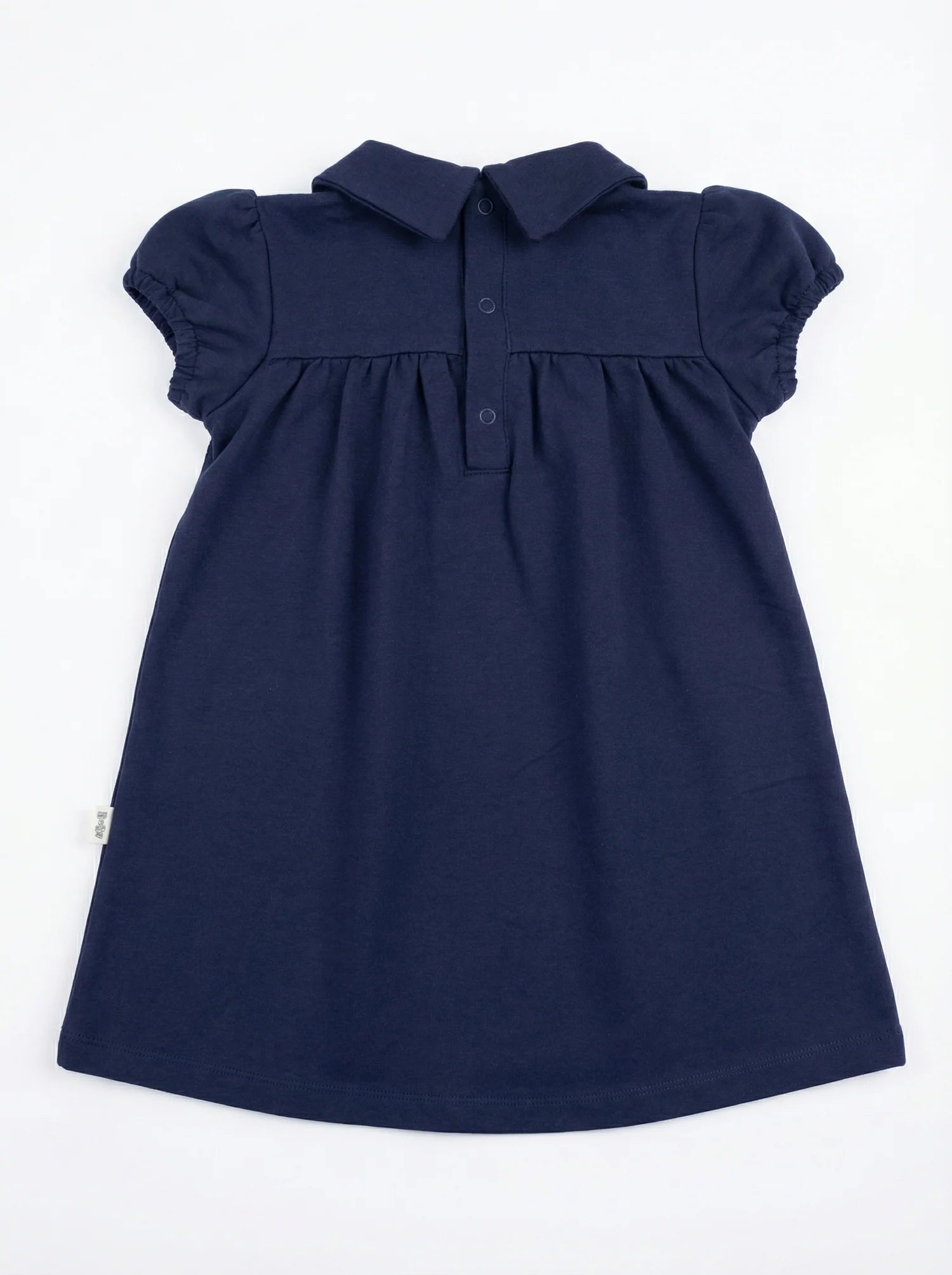Fustan Blu me Detaje Gingham dhe Qendisje Qershie