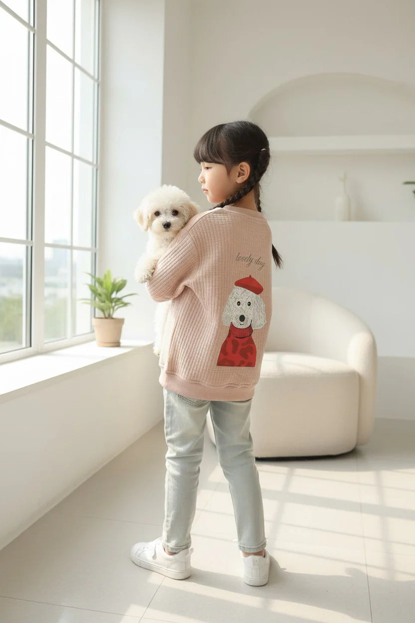 Bluze me Ilustrim "Lovely Dog" – Salmon